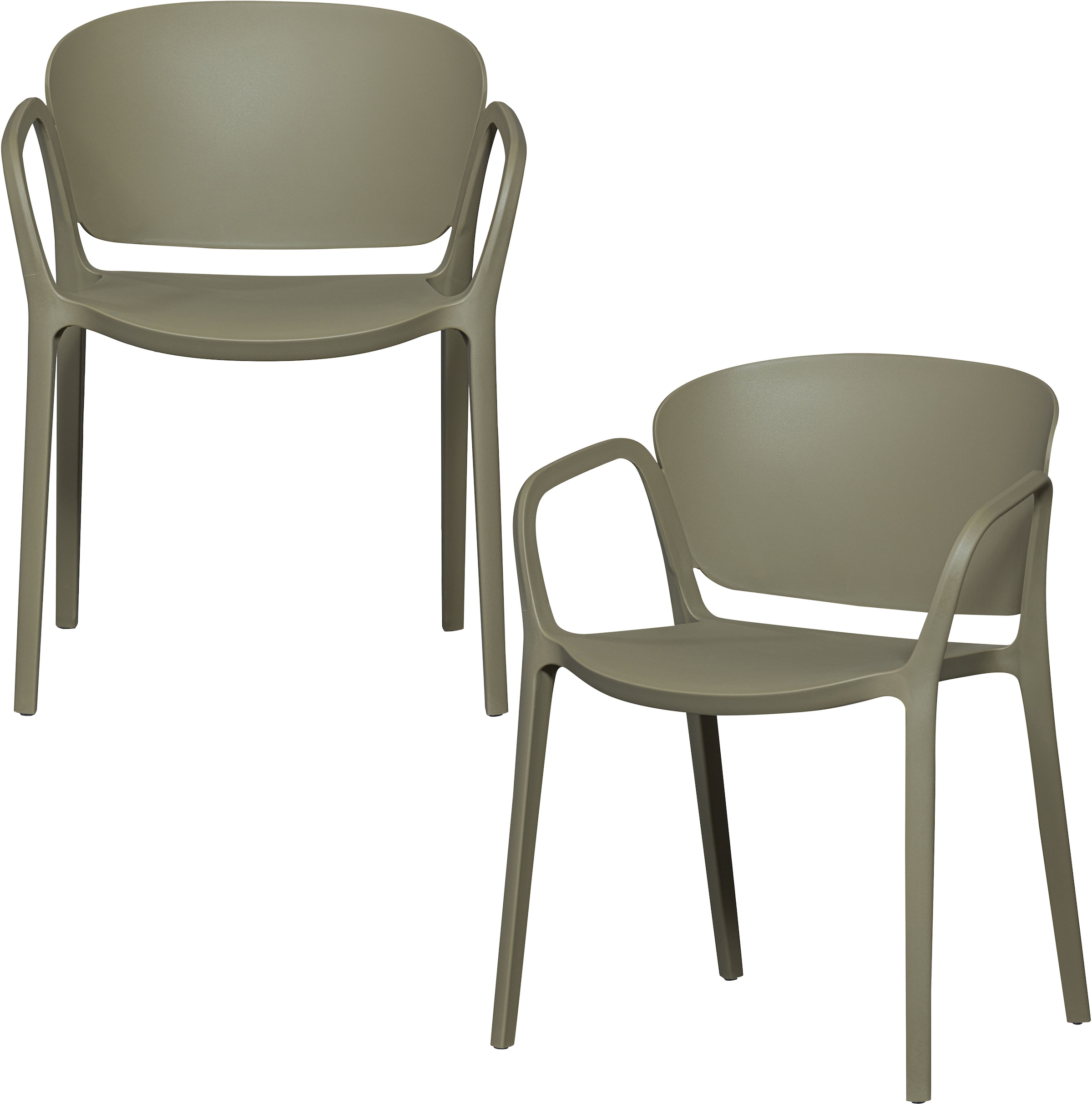 WOOOD Esszimmerstuhl »Bent Polypropylen stapelbar für In- und Outdoor, H 75 x B 57 x T 56 cm« () (Set, 2 St) Tragkraft 150 kg, fertig montiert, wasserabweisendes