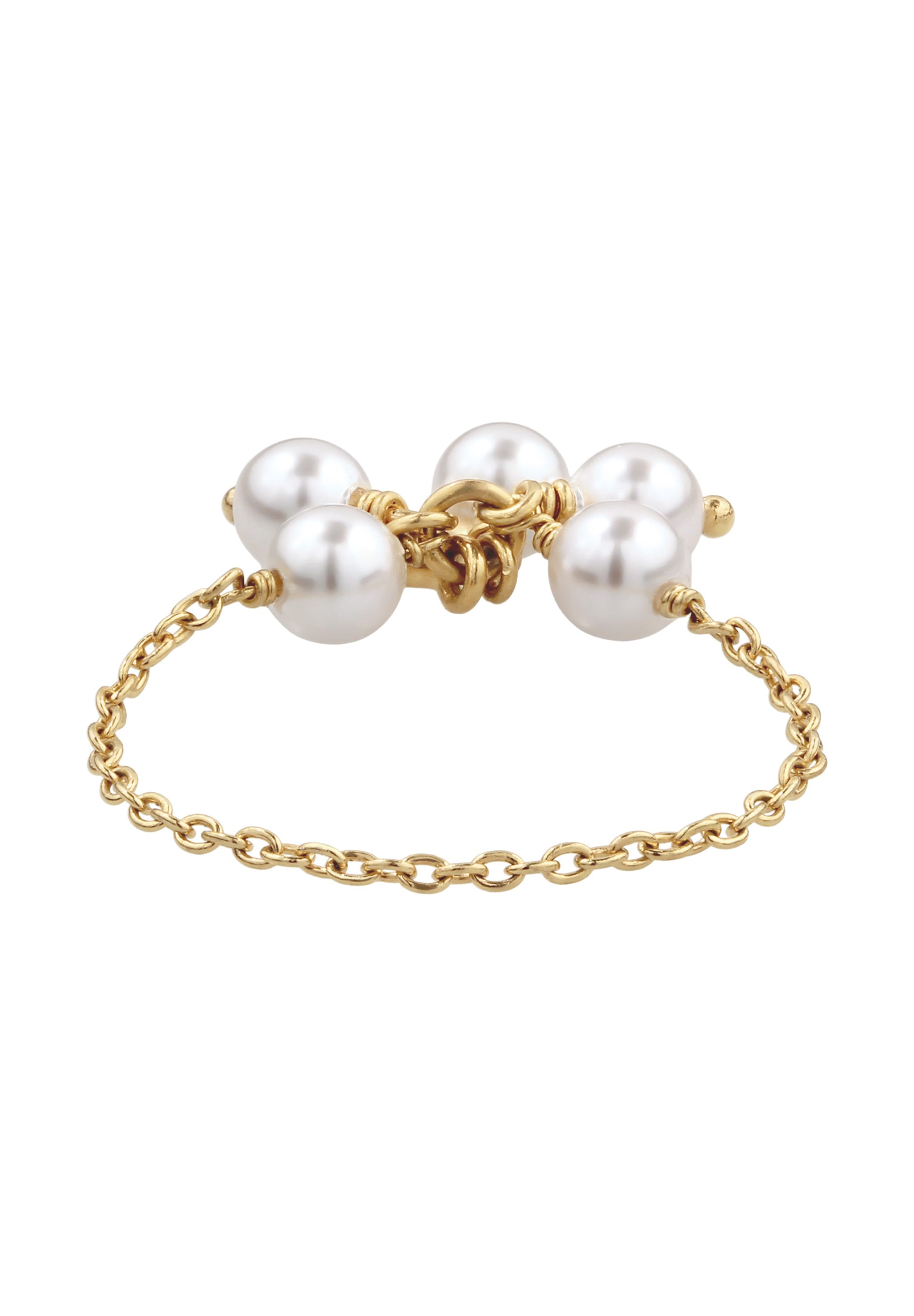 Elli Perlenring »Ring Blume mit Perlen von Swarovski(R) 925 Sterling Silber vergoldet«