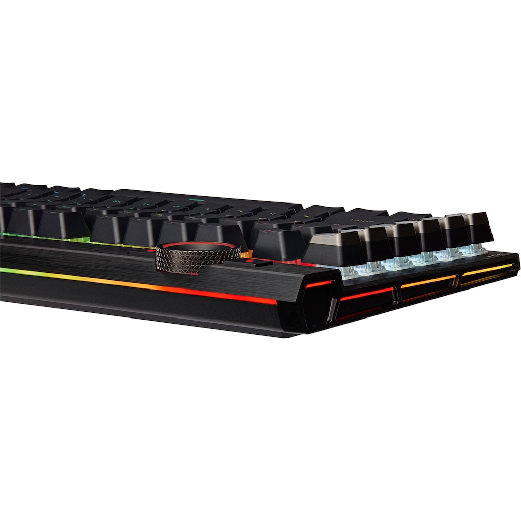 Corsair Gaming-Tastatur »K100 CORSAIR OPX«, (Handgelenkauflage-USB-Anschluss-Lautstärkeregler-Makro-Tasten-ausklappbare Füße-Ziffernblock)