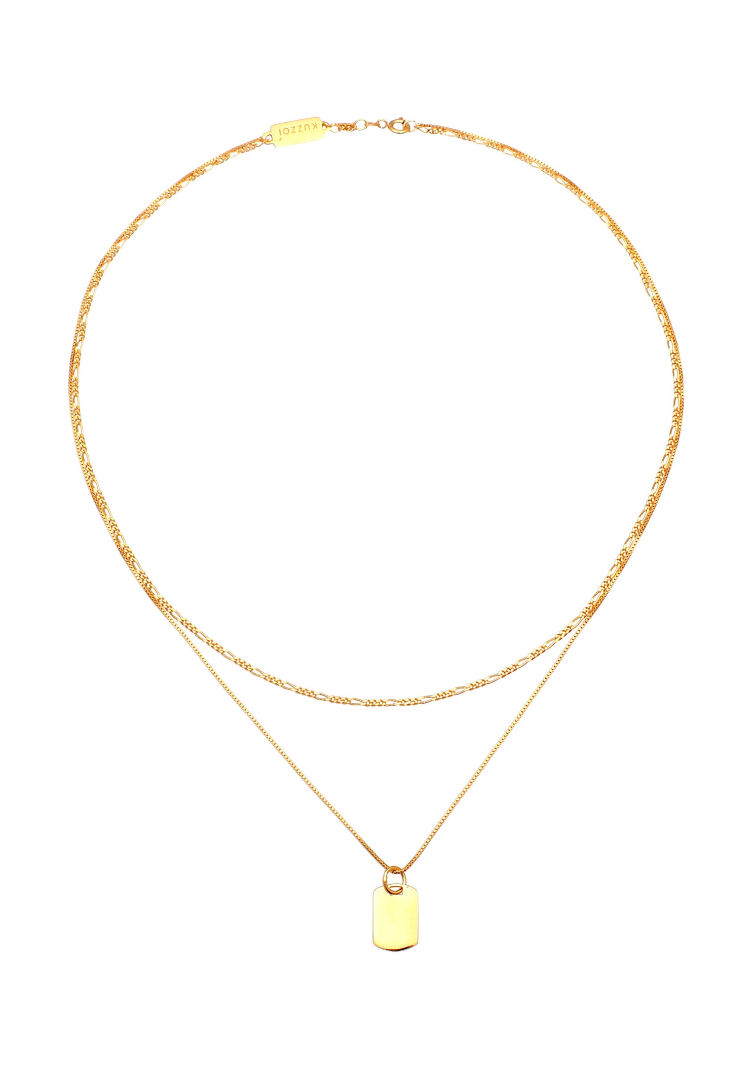 Kuzzoi Kette mit Anhänger »Halskette Herren Layer Figaro Venezianer Platte 925 Silber«