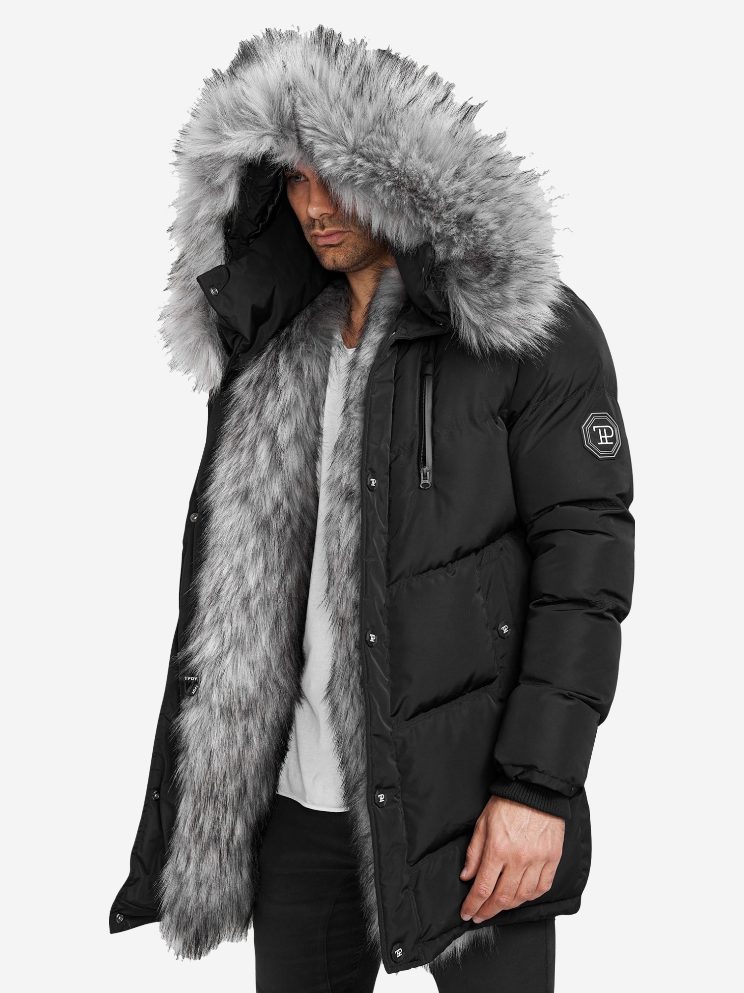 trueprodigy Winterjacke »Zayn Stylische Kapuze mit Fellimitat« mit Kapuze