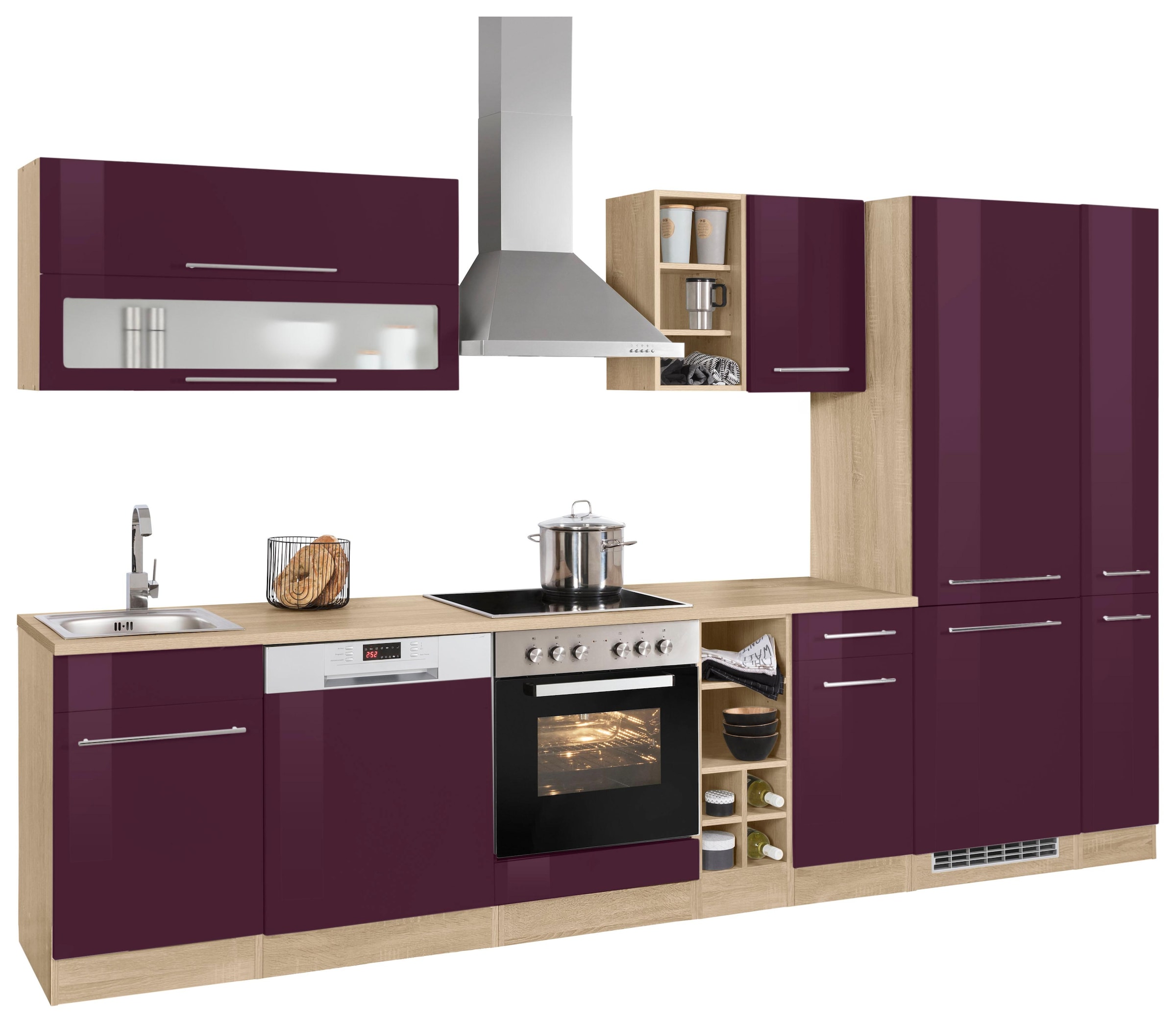 KOCHSTATION Küchenzeile »KS-Eton« mit E-Geräten, Breite 330 cm