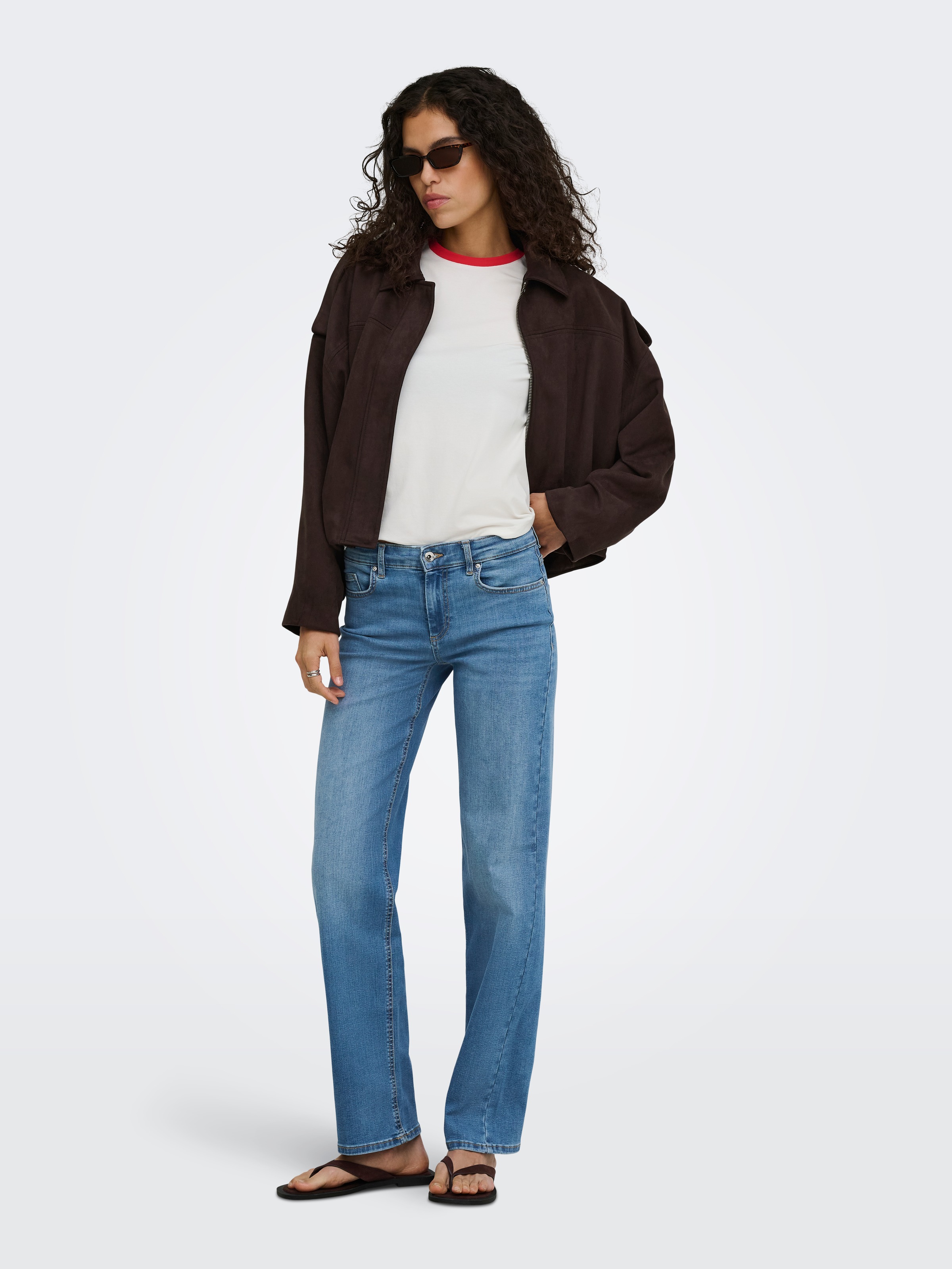 ONLY Straight-Jeans »ONLWINNIE  MID STRAIGHT DNM« Baumwollmischung, straight fit, mid waist