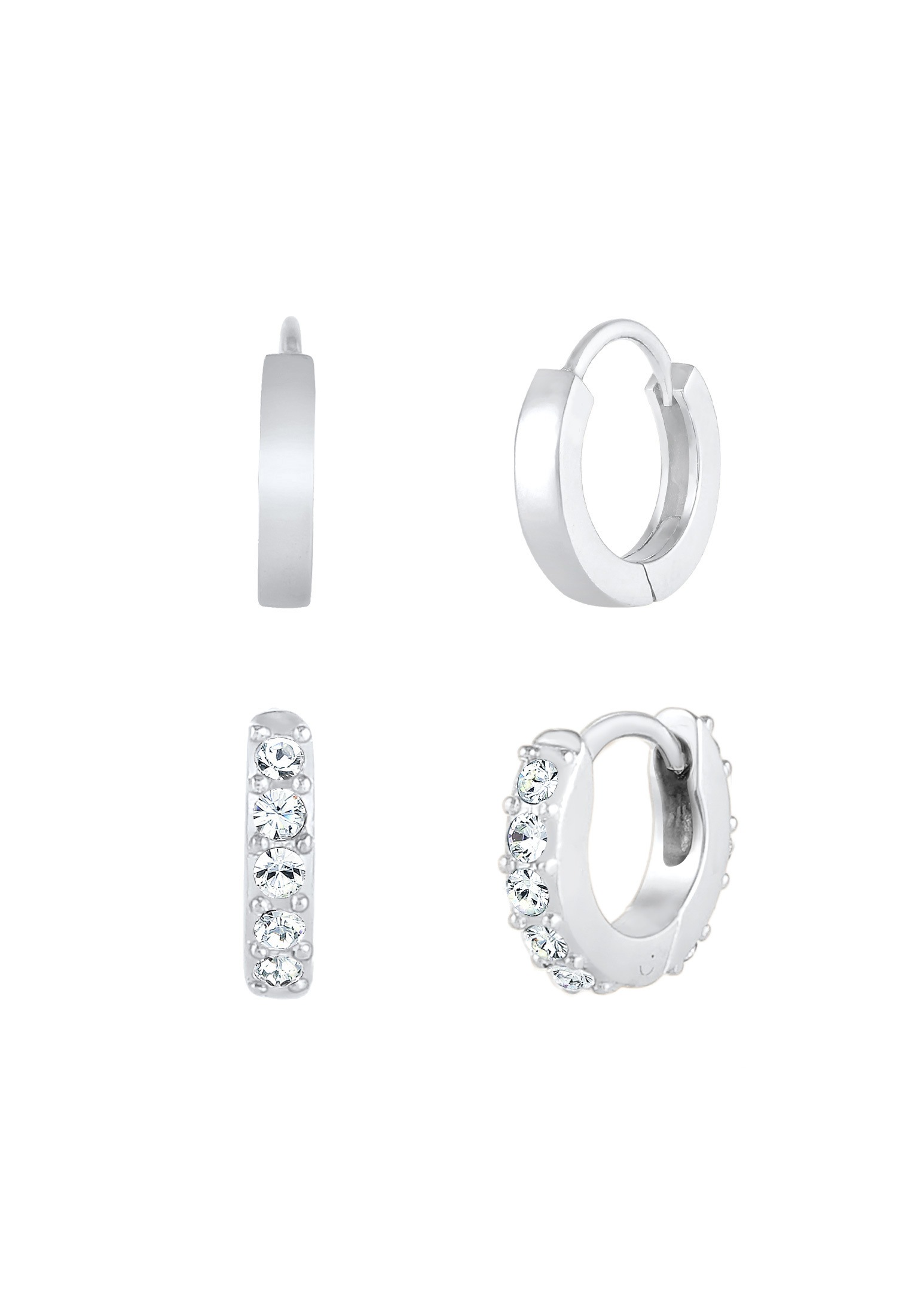 Elli Ohrstecker-Set »Ohrringe Creolen Glanz Set 925 Silber, mit Kristallen von Swarovski®«