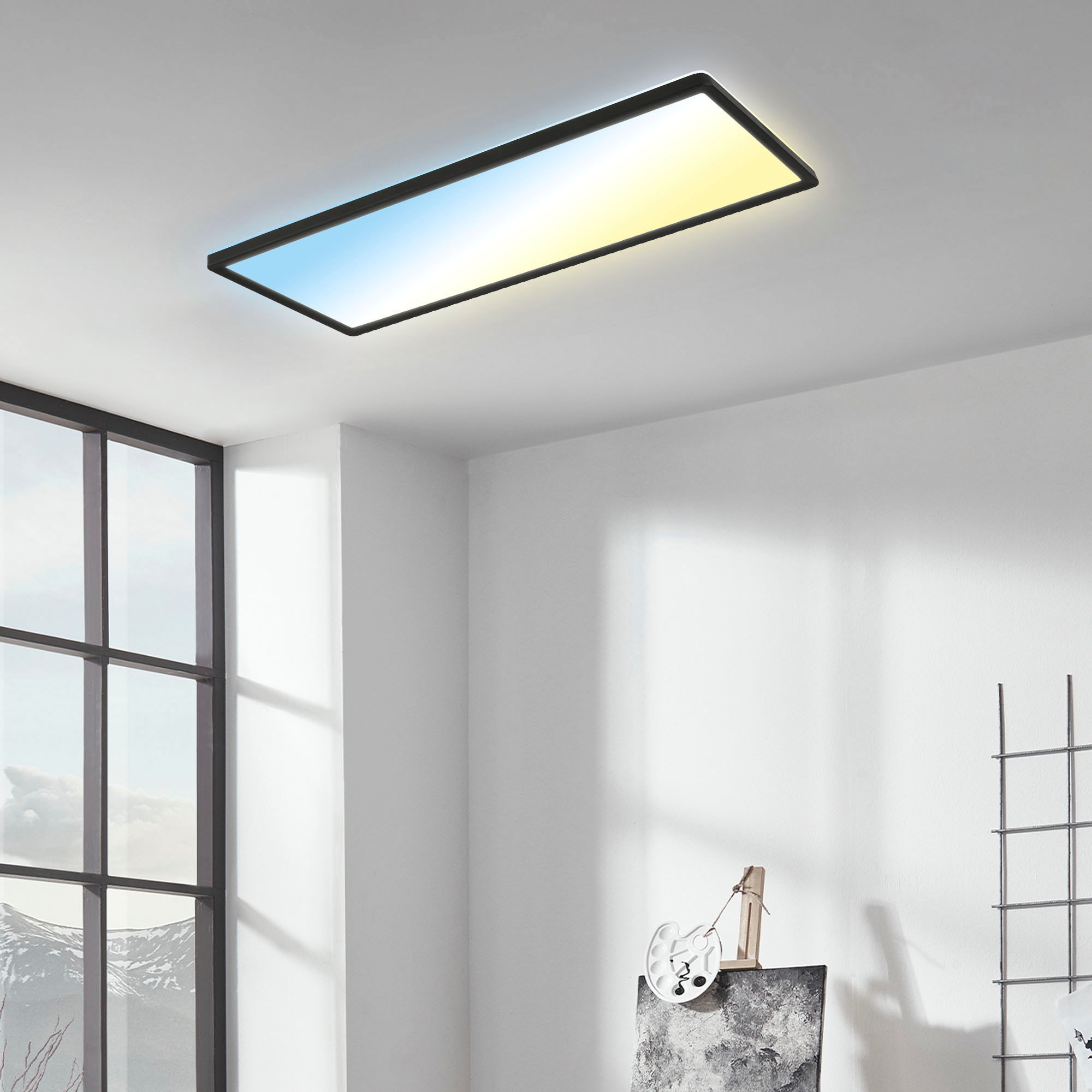 Briloner Leuchten LED Panel »7403015 SLIM«, Leuchtmittel LED-Board | LED fest integriert, Deckenlampe, 58x20x3cm, Schwarz, 23W, Wohnzimmer, Schlafzimmer, Küche