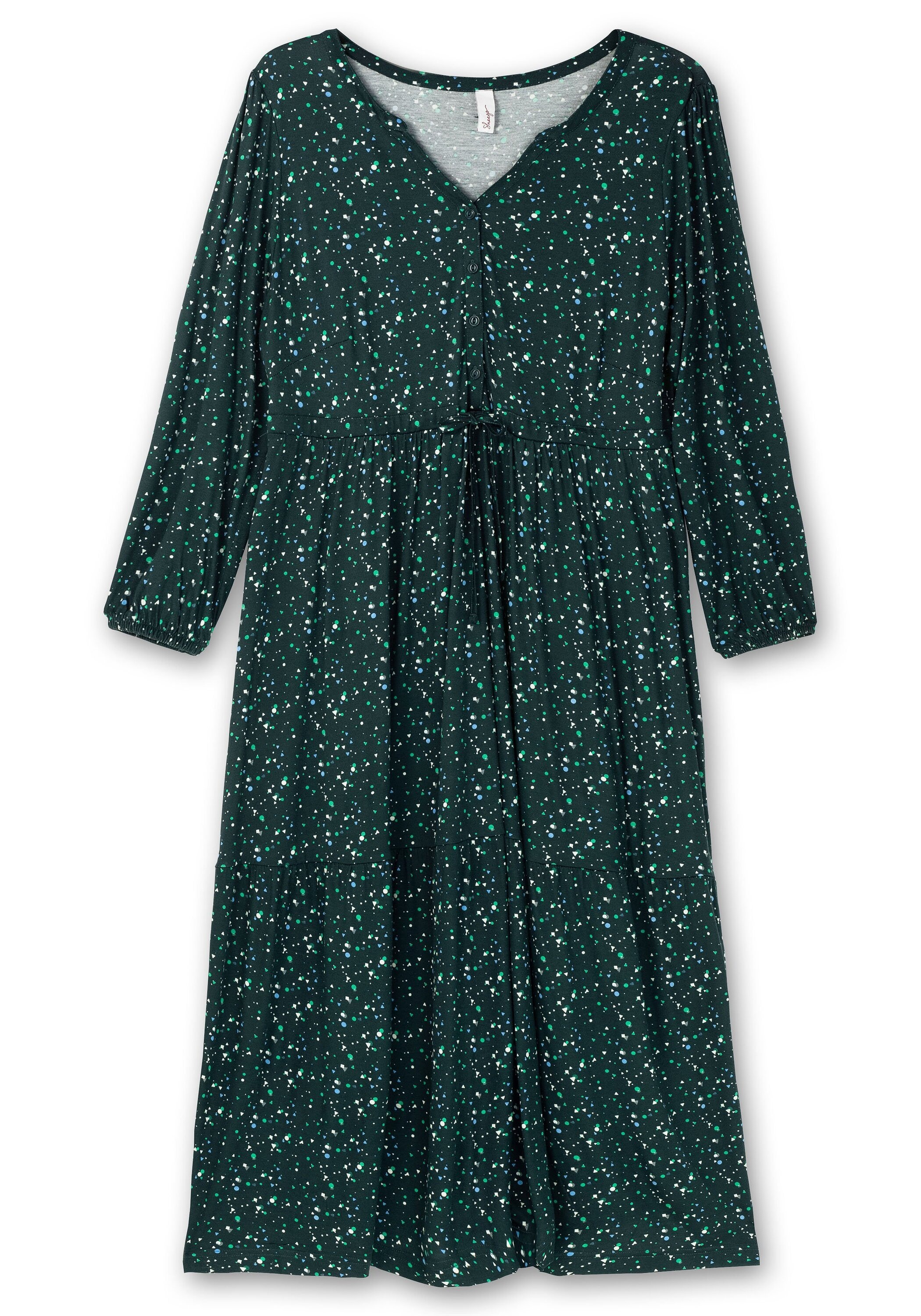Sheego Jerseykleid »Jerseykleid mit Minimalprint und Taillen-Tunnelzug«