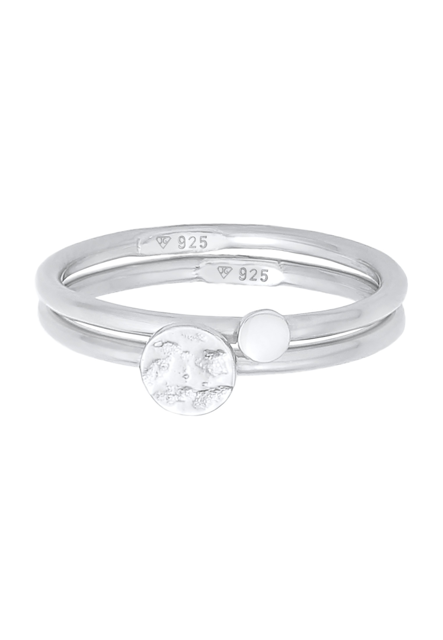 Elli Ring-Set »Ring Stacking Stapel Kreis Platte 2er Set 925 Silber«