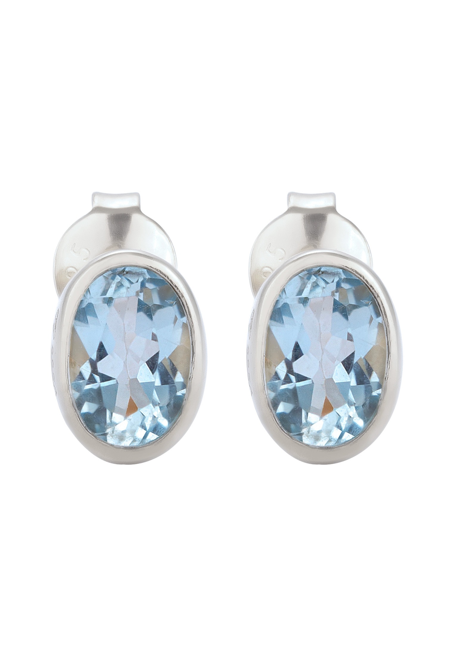 Elli Paar Ohrstecker »Ohrringe Ohrstecker Oval Topas Hellblau 925 Sterling Silber«