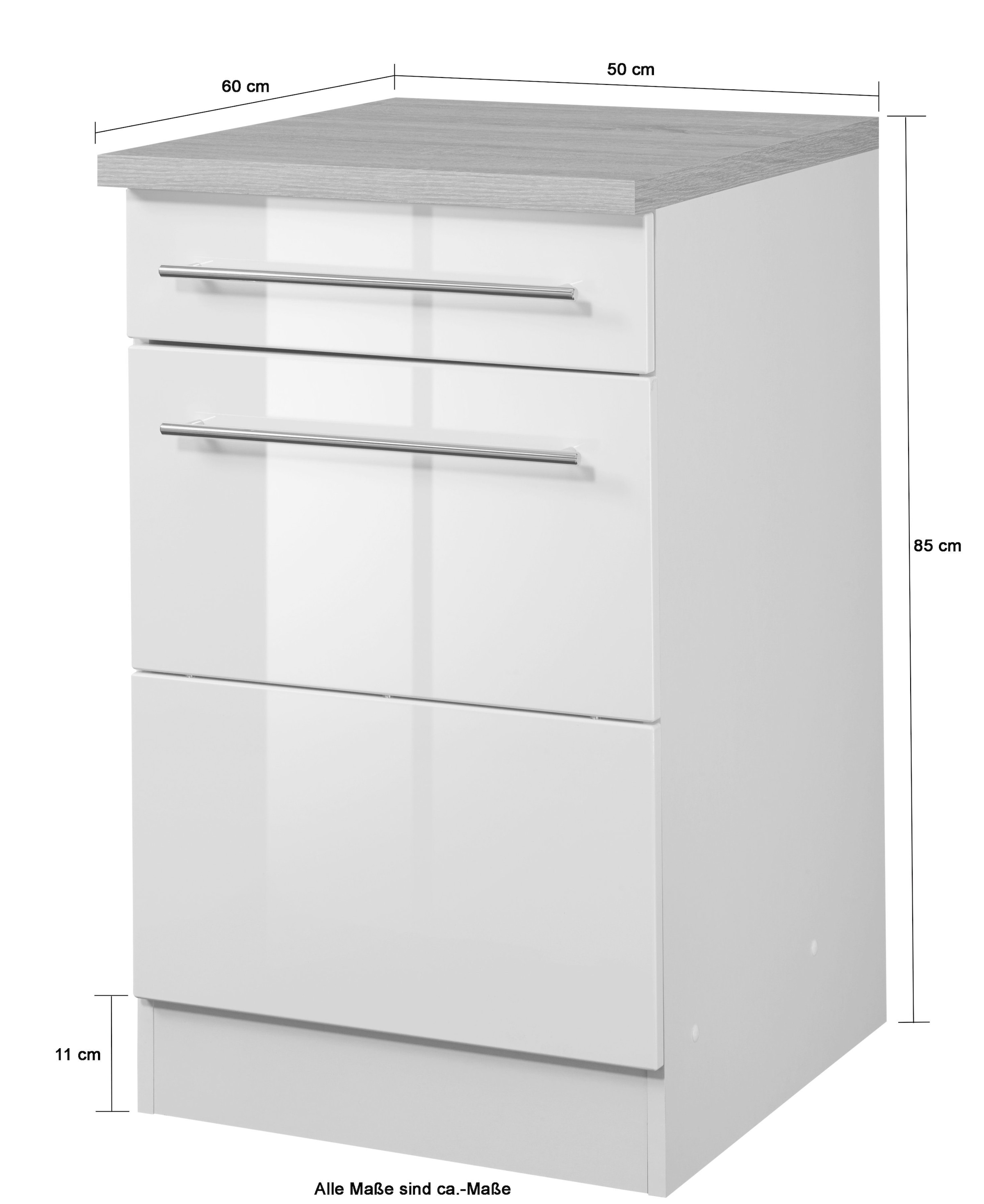 KOCHSTATION Unterschrank »KS-Wien« Breite 50 cm, mit 1 Tür und 1 Schubkasten