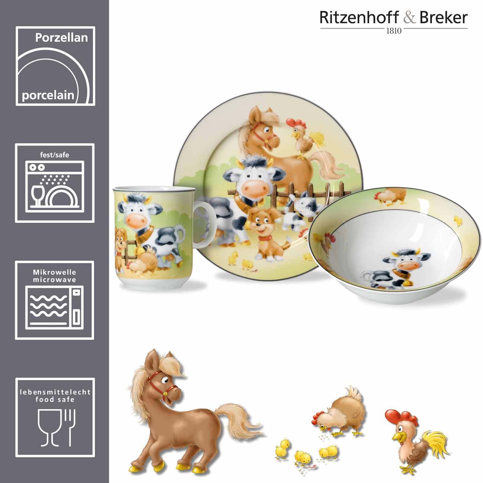 Ritzenhoff & Breker Kindergeschirr-Set »Kindergeschirr Hoftiere bunt« Spülmaschinengeeignet