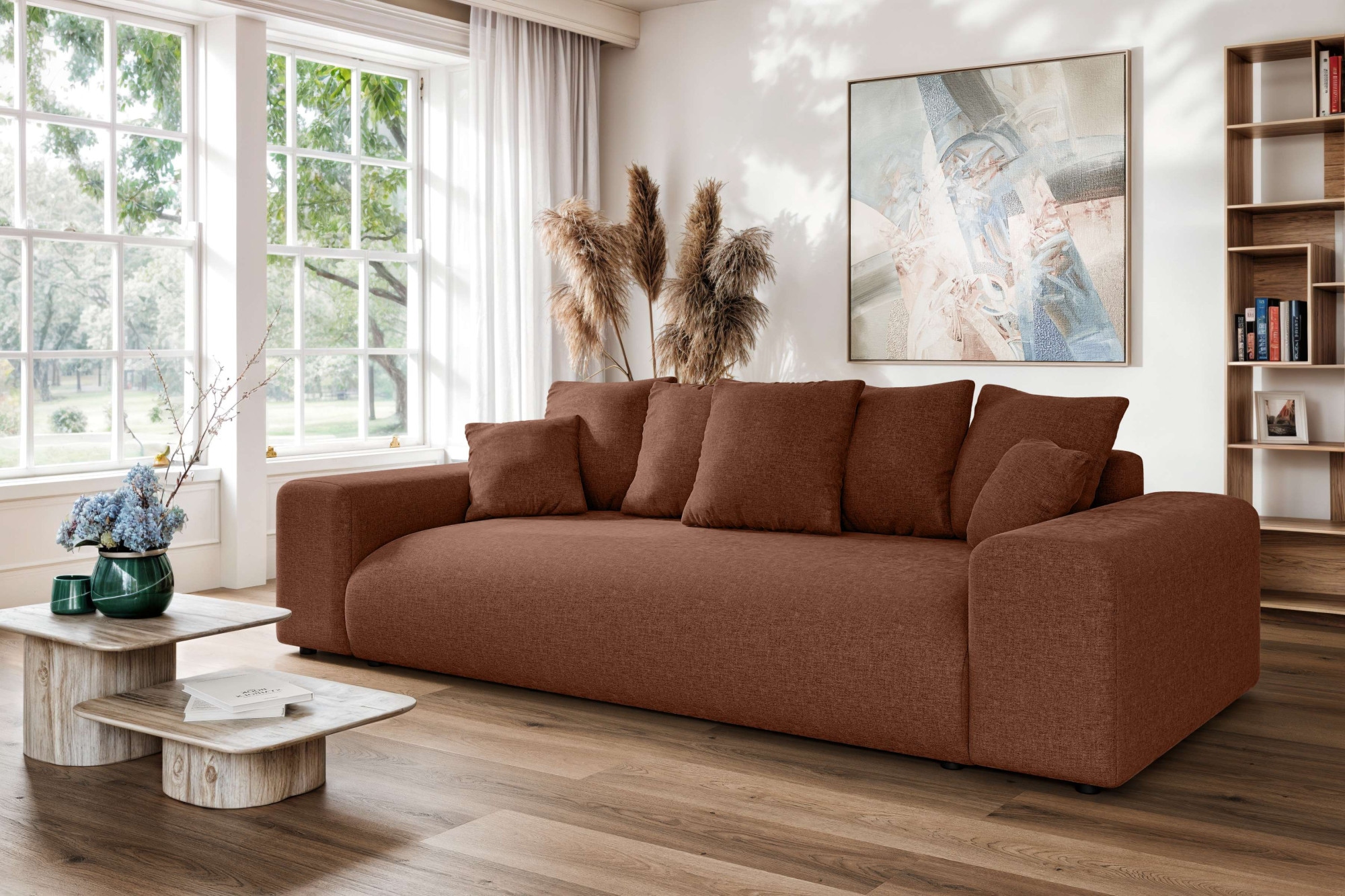 Home affaire Big-Sofa »LAKESIDE 3-Sitzer Schlafsofa mit Bettkasten, Breite 256,5 cm« Liegefläche 168,5x195 cm, hoher Sitzkomfort, Maße B/T/H: 256/122/82cm