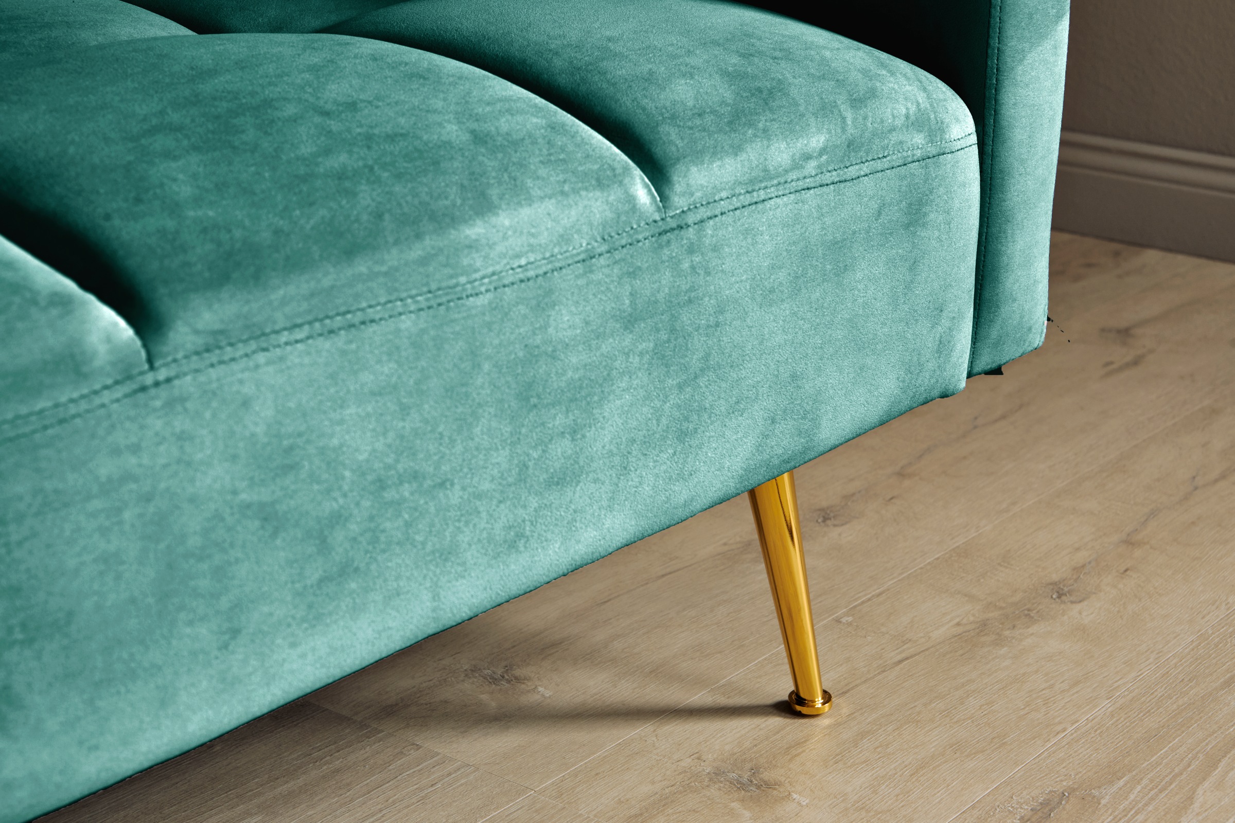 Jahnke Schlafsofa »CHILLAX POSH« mit Schlaffunktion, edler Samtstoff & Füße im Gold-Look, Breite 213 cm