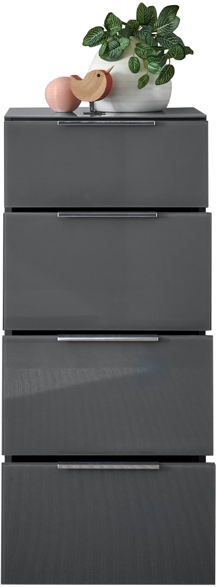 HBZ Kommode »Santorin Mehrzweckschrank mit Schubkästen, BxHxT 45x99x40 cm« 1 Stk. tlg. Mit 4 Schubkästen mit Softclose, Glasfront und Glasoberboden