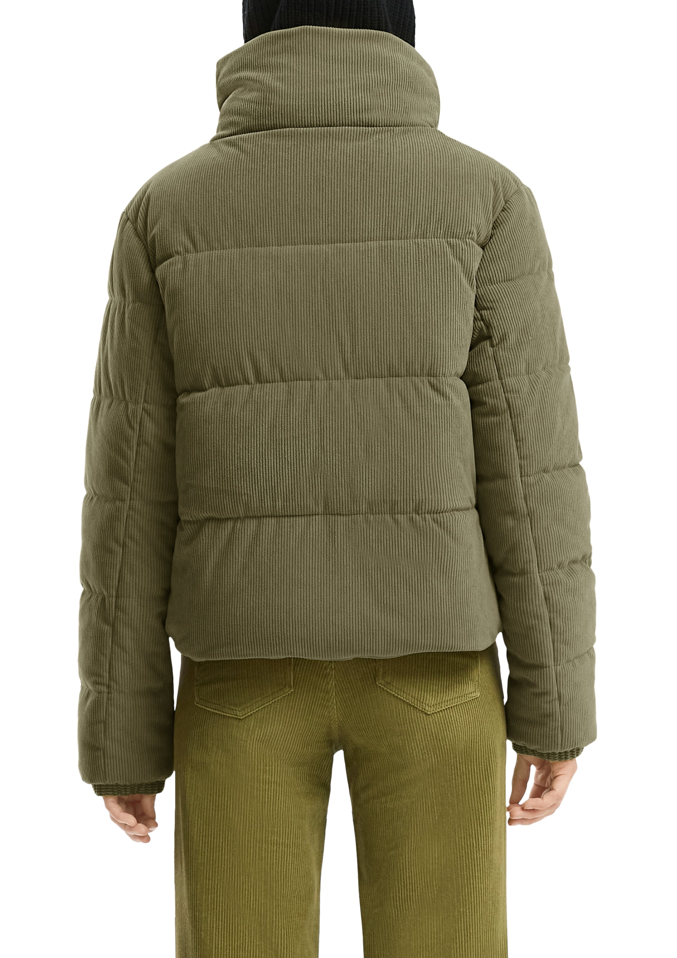 QS Steppjacke ohne Kapuze kurz, aus Cord und mit Stehkragen