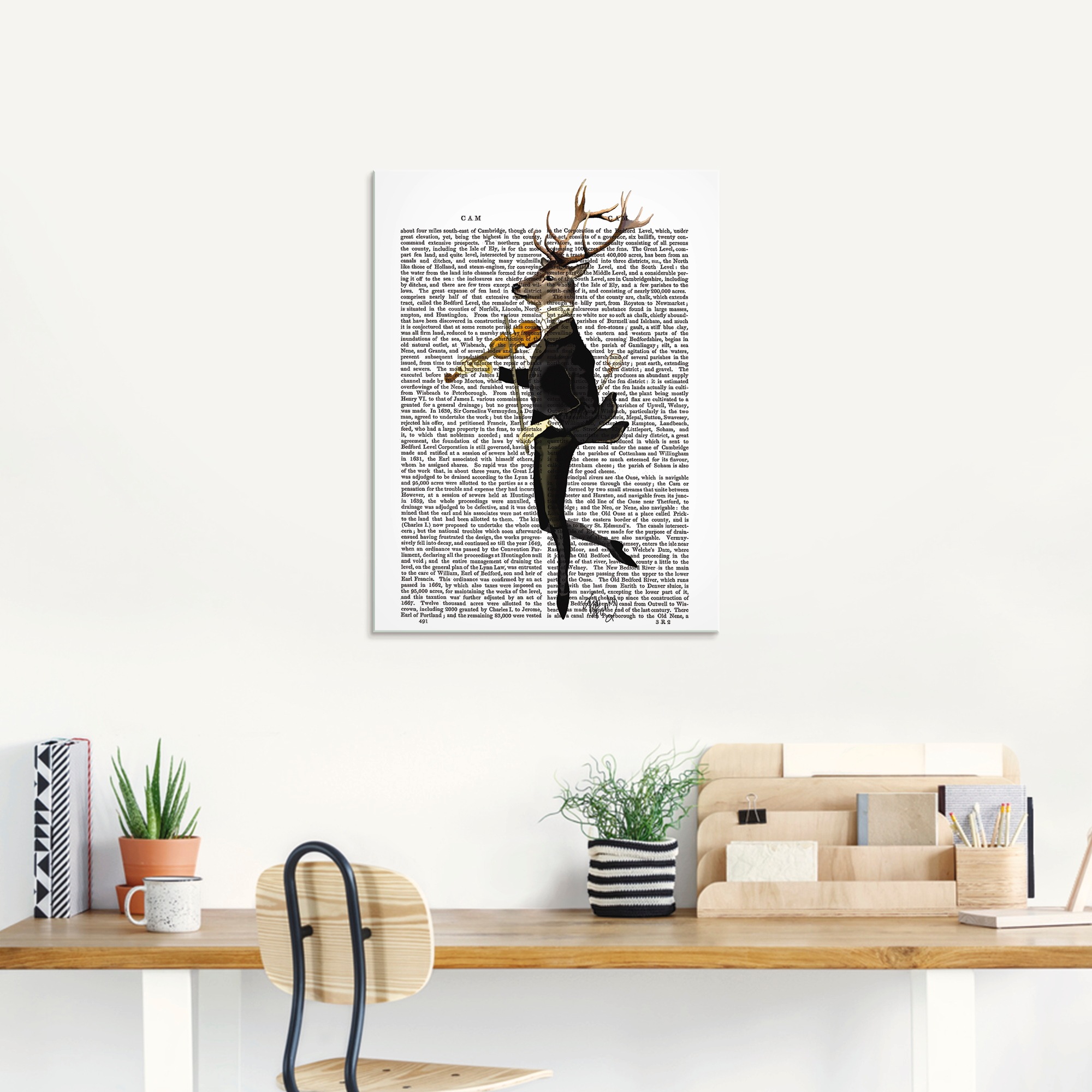 Artland Glasbild »Tanzender Hirsch mit Violine«, Humor, (1 St.), in verschiedenen Größen