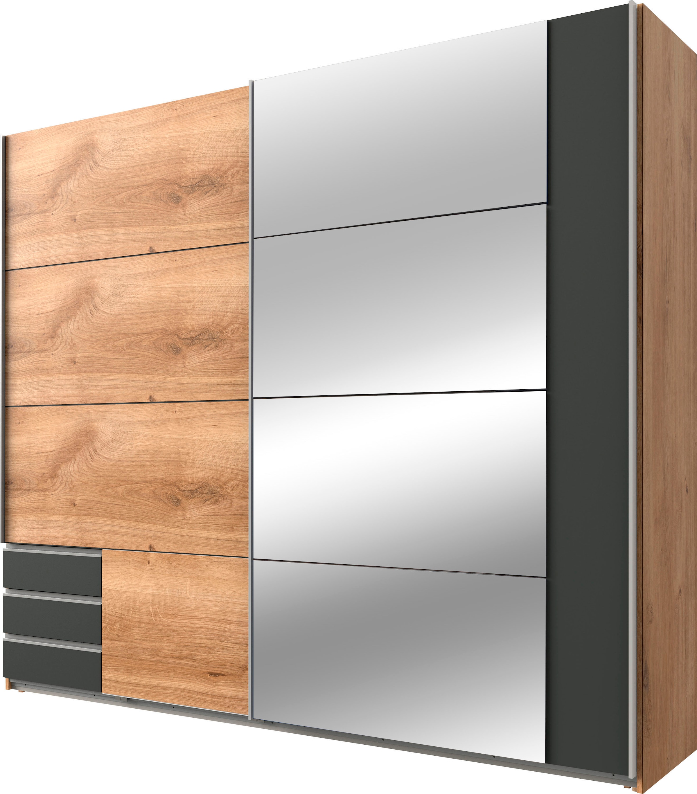 Wimex Schwebetürenschrank »Emden moderner Kleiderschrank mit Spiegel und Schubladen BESTSELLER«, Schlafzimmer Schrank Garderobenschrank mit Schwebetüren Topseller