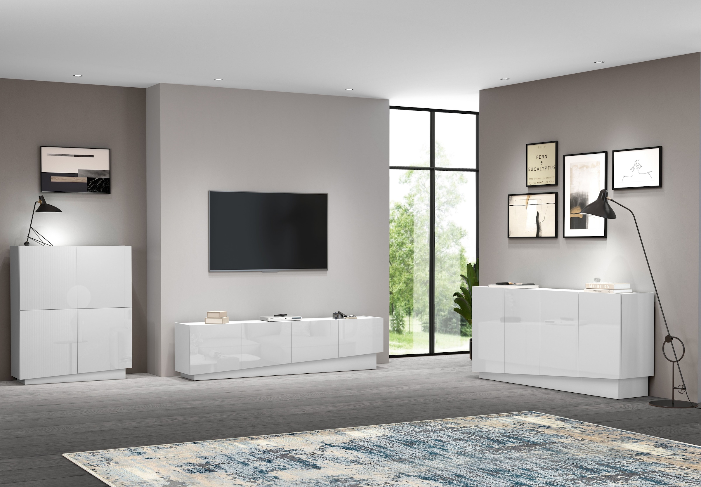 INOSIGN Lowboard »VELA, Höhe 60 cm, Breite 225 cm,Design mit schrägen Türen«, (1 St.), Made in Italy, Maße-B/T/H: 225x35x60, Lowboard, TV-Board, TV-Kommode