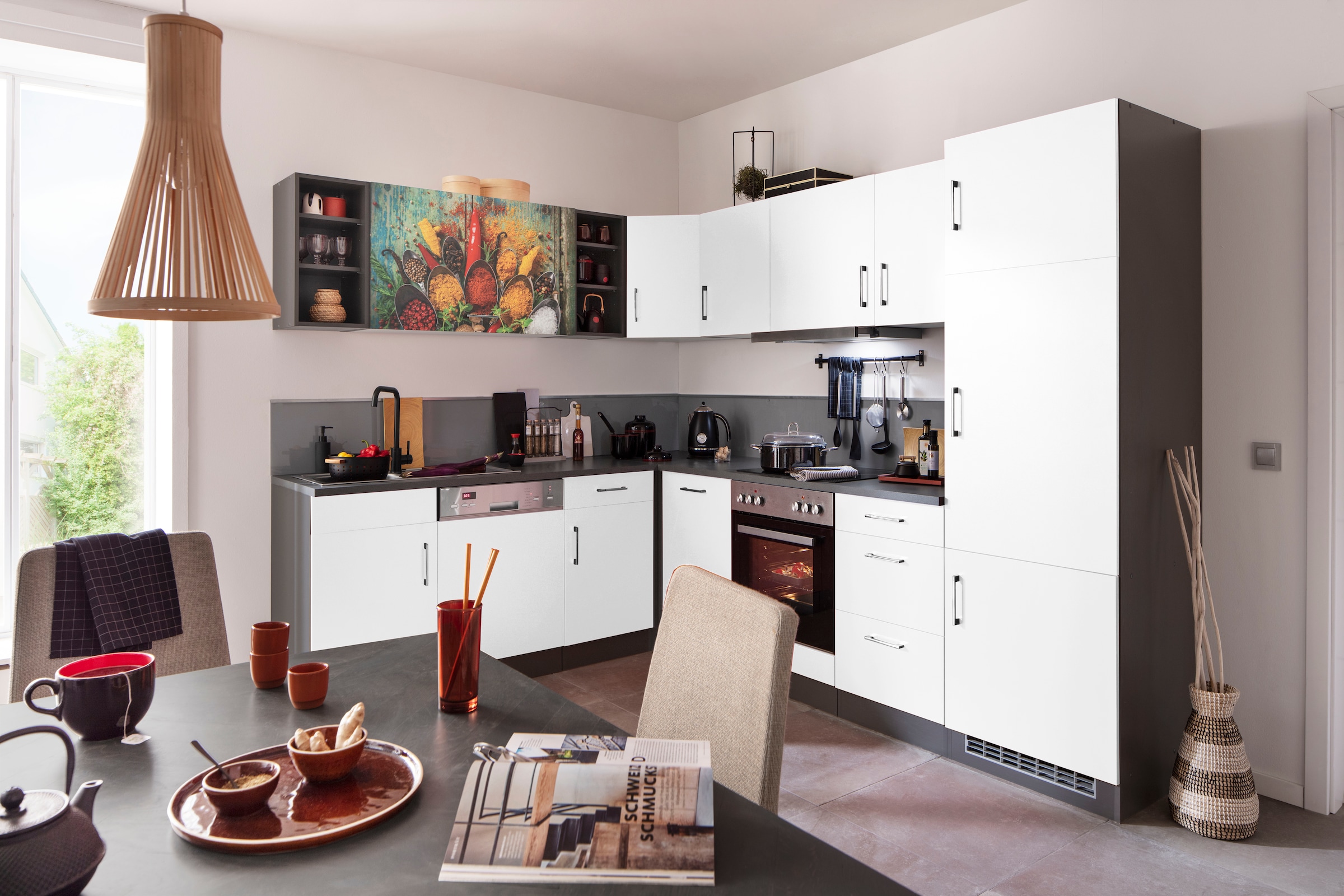 KOCHSTATION Winkelküche »KS-Paris«, mit E-Geräten, Stellbreite 220/280 cm