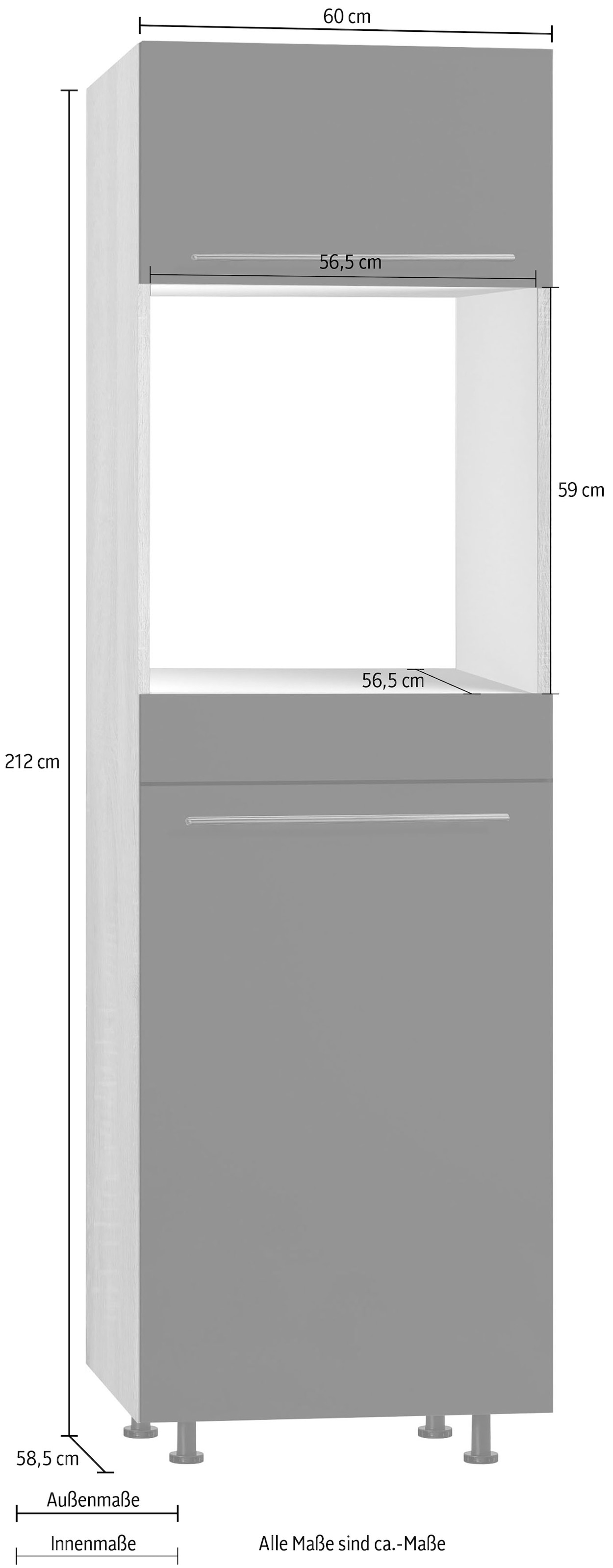 OPTIFIT Backofen/Kühlumbauschrank »Bern«, 60 cm breit, 212 cm hoch, mit höhenverstellbaren Stellfüßen