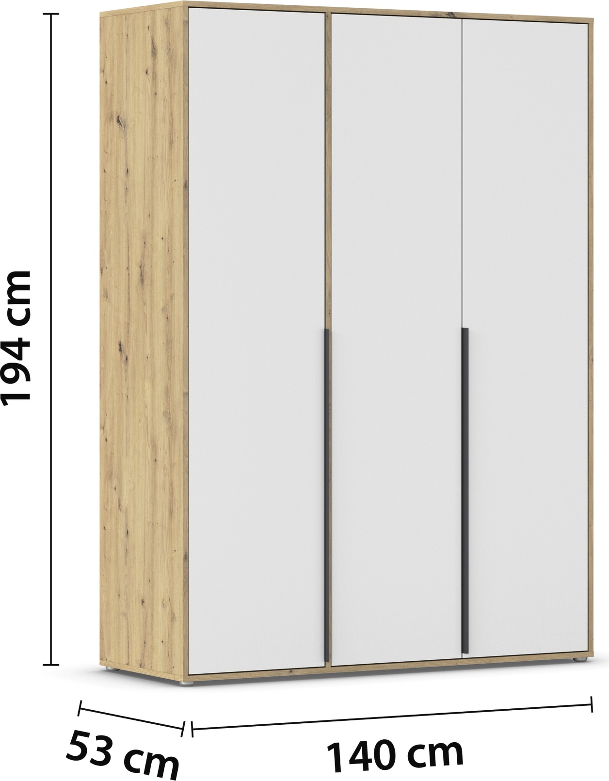 rauch Drehtürenschrank »Kleiderschrank Schrank Garderobe Wäscheschrank NAGATA viel Stauraum«, (in 3 verschiedenen Ausstattungen BASIC/CLASSIC/PREMIUM), mit modernen Stangengriffen in Graumetallic TOPSELLER MADE IN GERMANY