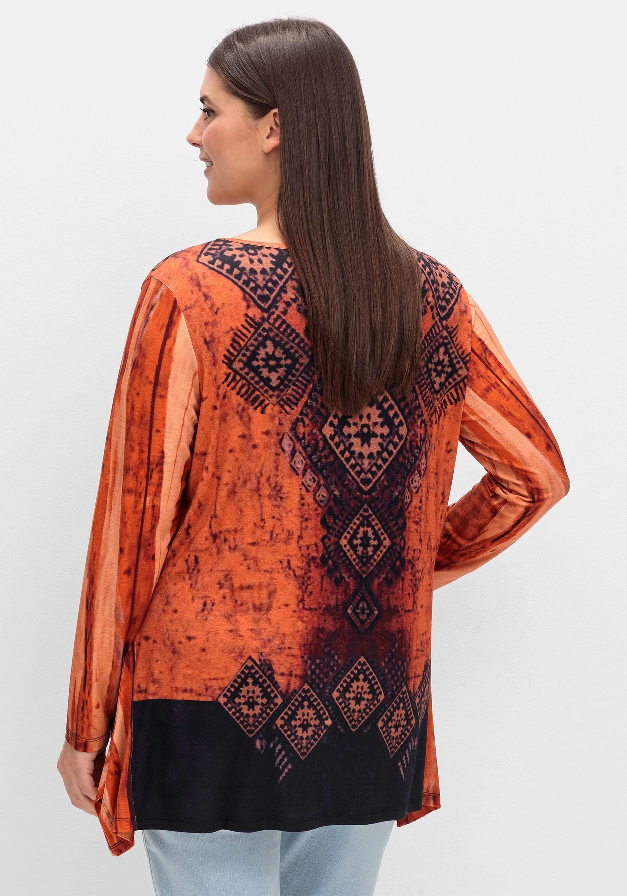 Sheego Langarmshirt »Langarmshirt im Ethno-Stil, mit Zipfelsaum«