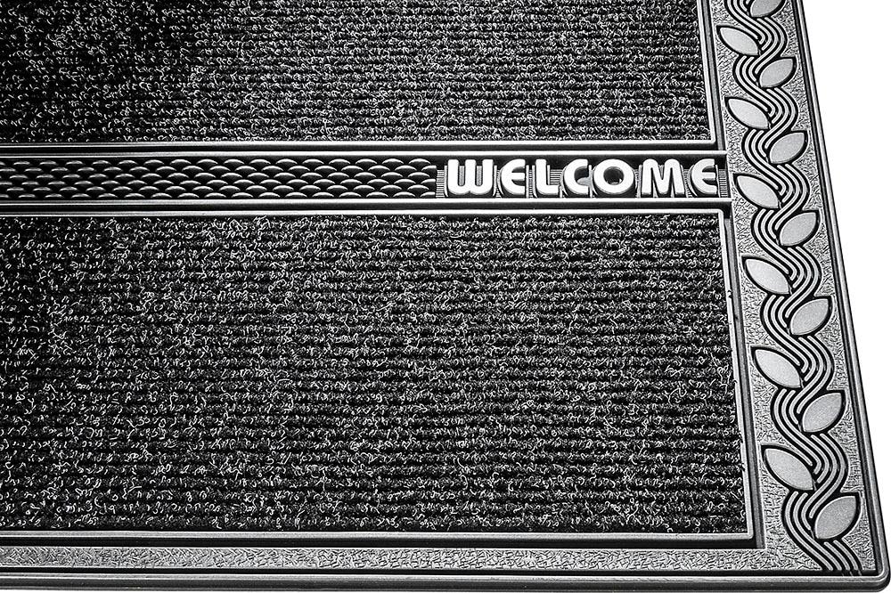 Home2Fashion Fußmatte »SE Clean Leaves, Welcome«, rechteckig, 8 mm Höhe, Schmutzfangmatte, mit Spruch, robust, In- und Outdoor geeignet