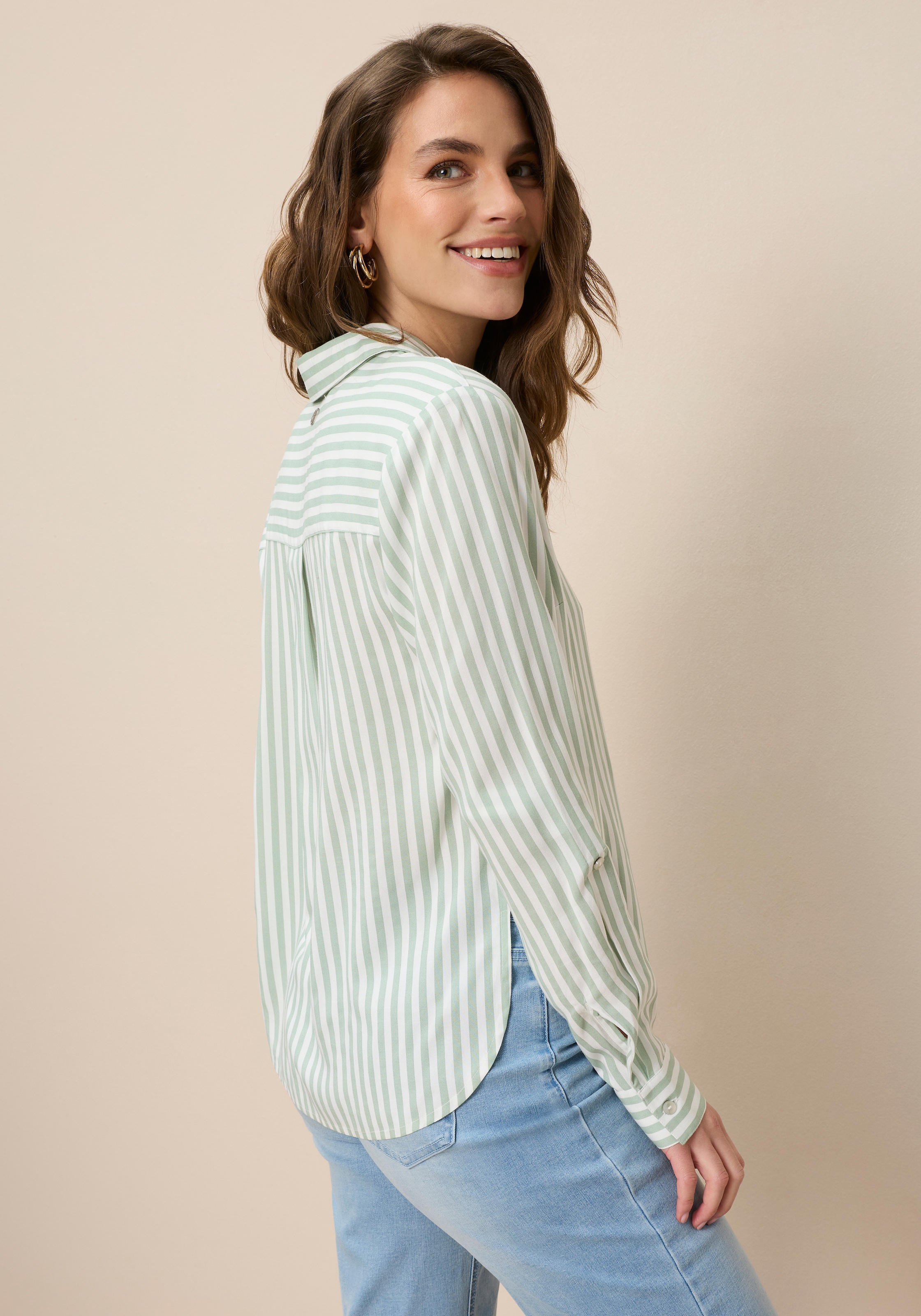 Tamaris Hemdbluse mit Krempelärmeln und lässigem Schnitt