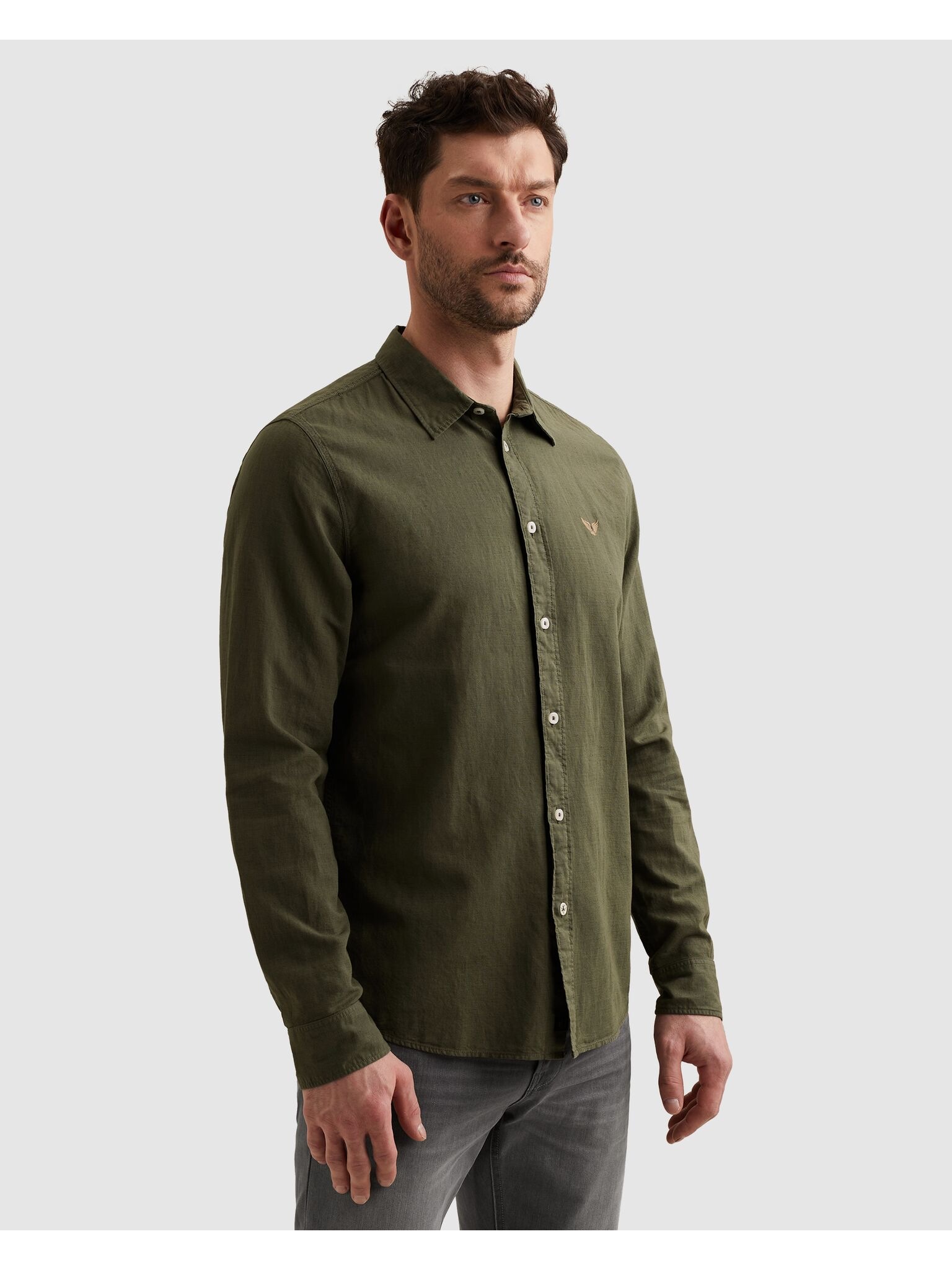 PME LEGEND Langarmhemd mit Logo Stickerei