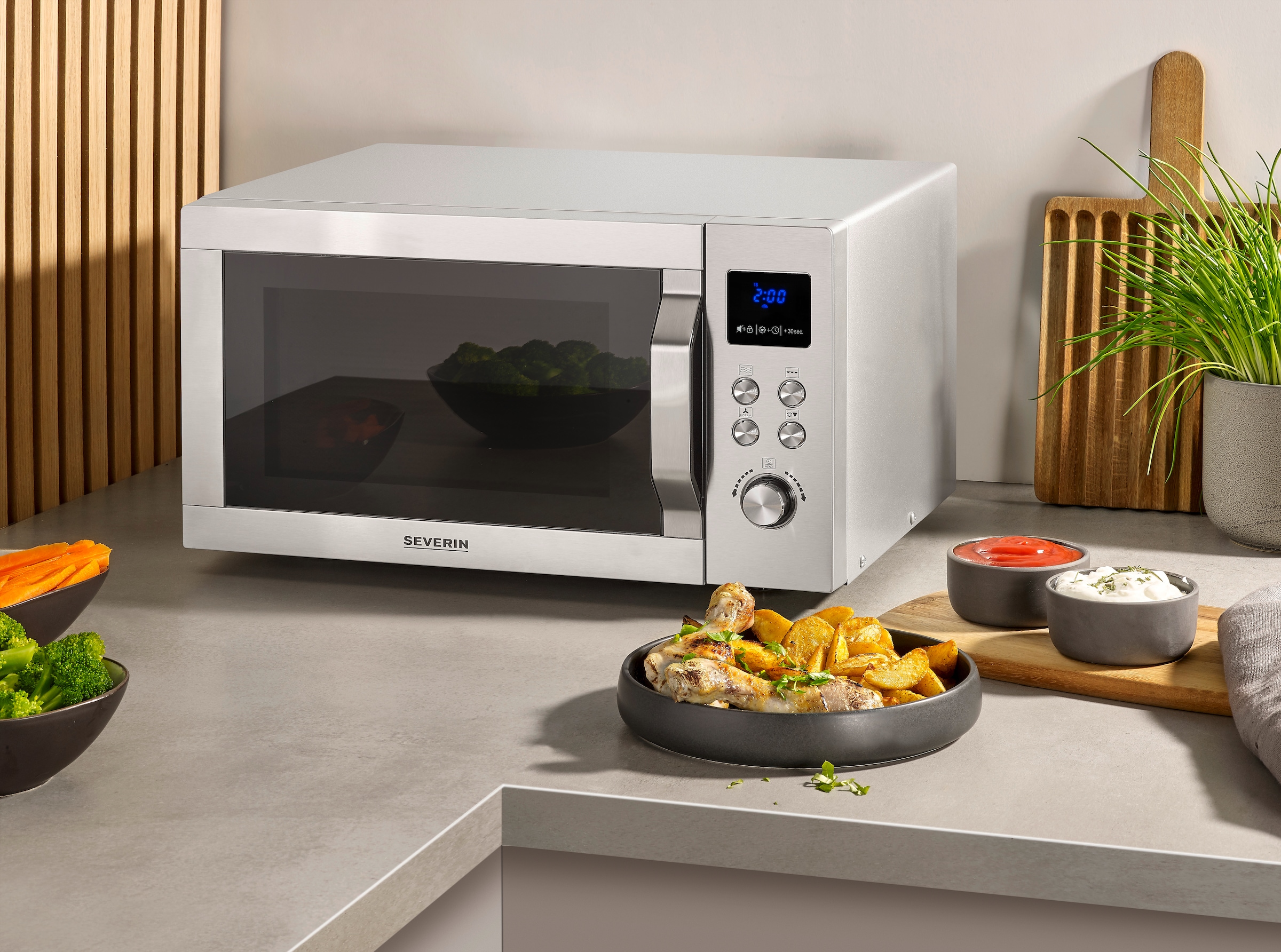 Severin Mikrowelle »Crispy Wave MW 7918«, Mikrowelle-Heißluft-Grill, 2150 W, mit Heißluft-Fritteusen-Funktion