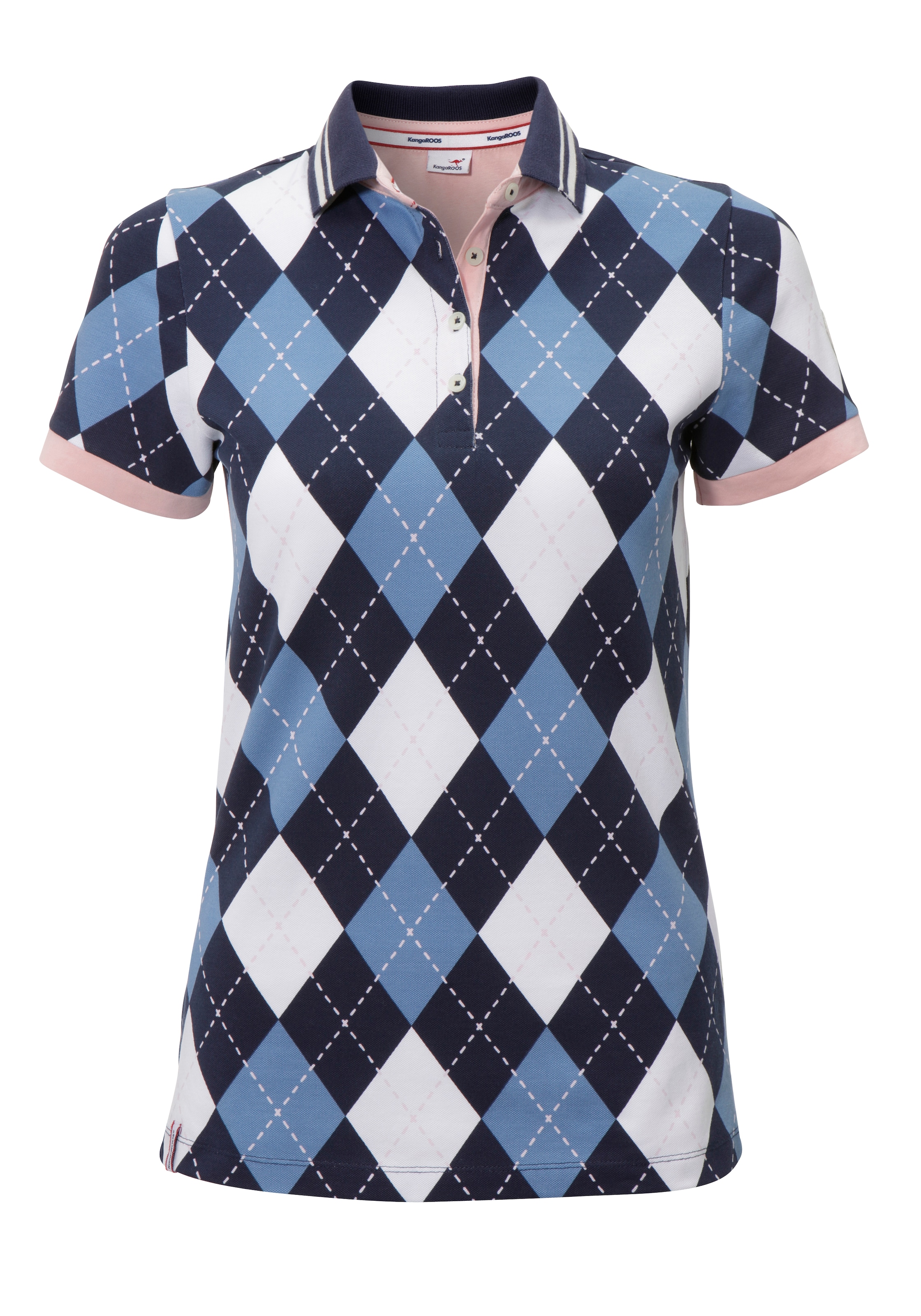 KangaROOS Poloshirt, mit trendigem Rauten-Alloverdruck
