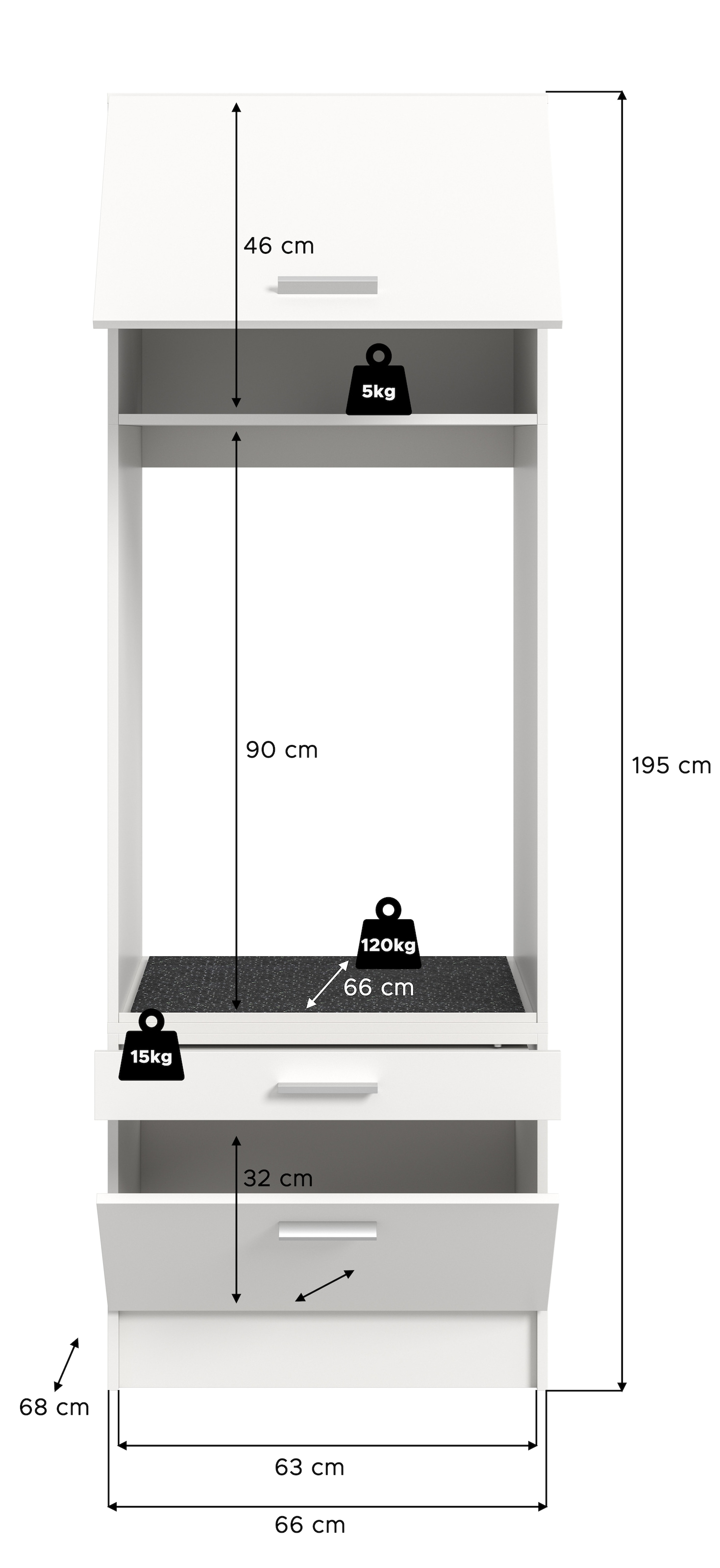 welltime Waschmaschinenumbauschrank »FALAS, TOPSELLER, Höhe 195 cm, 2 Klappen, 1 Auszug, viel Stauraum« in verschiedenen Farben erhältlich, für Waschmaschine & Trockner, 