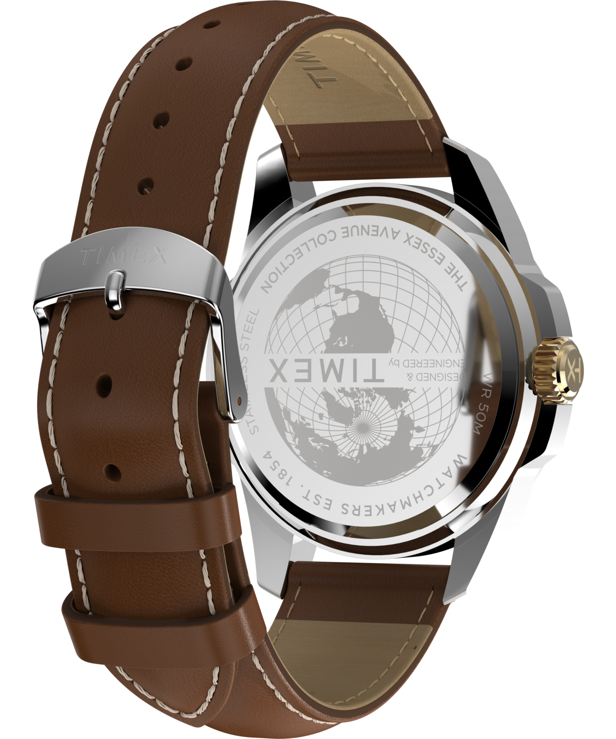 Timex Quarzuhr »ESSEX« Armbanduhr, Damenuhr, Lederarmband, Datum, Leuchtzeiger