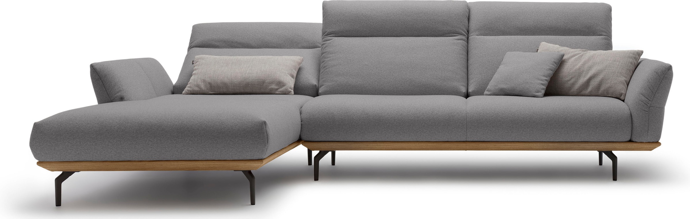 hülsta sofa Ecksofa »hs.460«, Sockel in Nussbaum, Winkelfüße in Umbragrau, Breite 318 cm