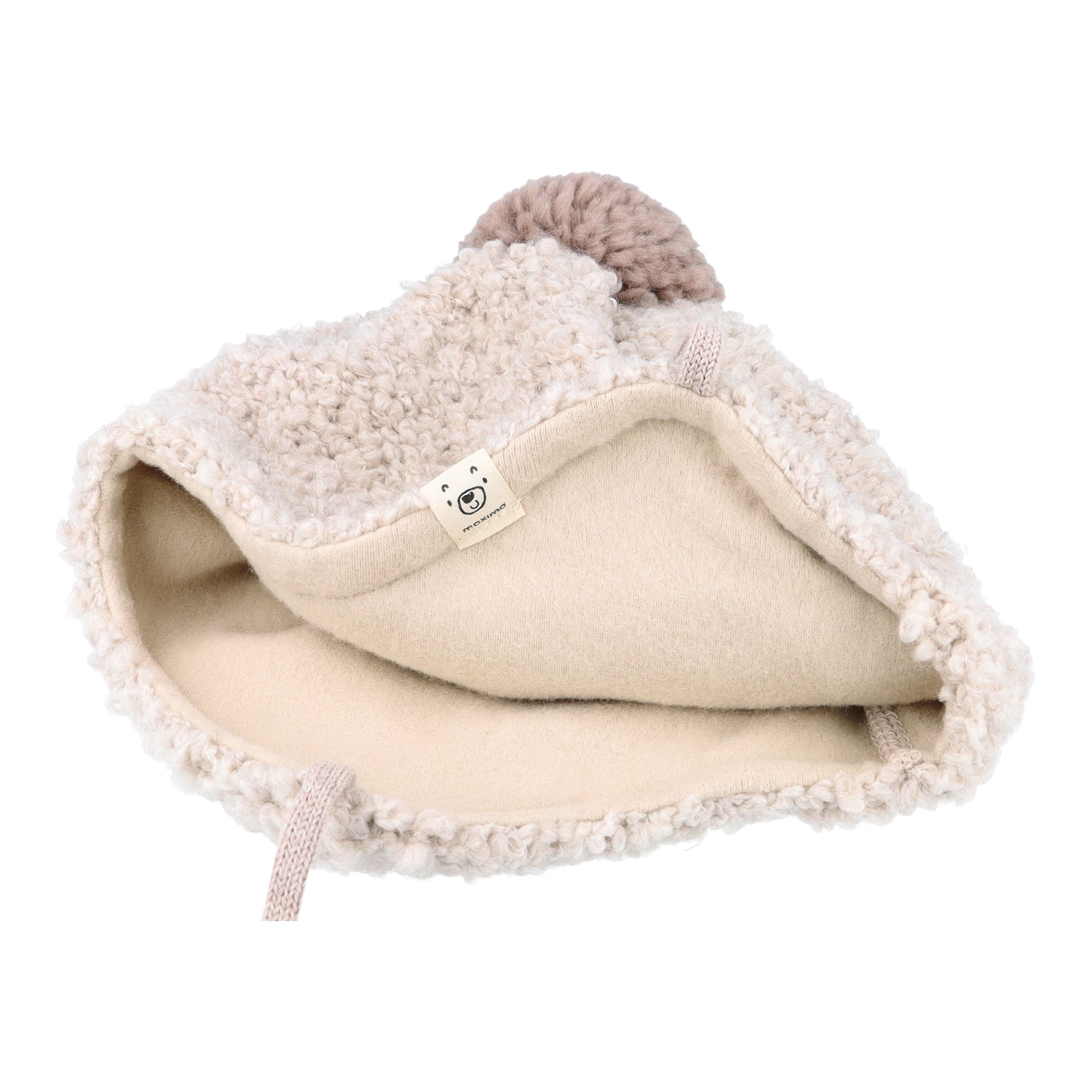 MAXIMO Strickmütze , hoher Wollanteil, gefüttert, Bommel, zum Binden