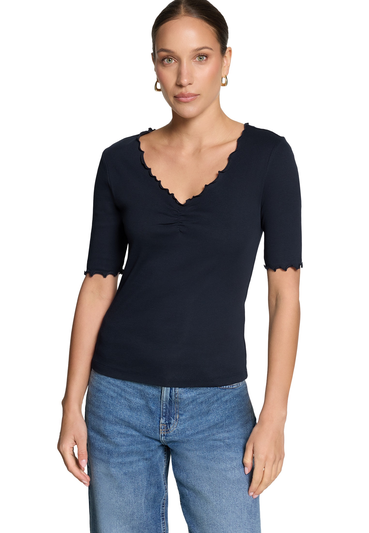 Zero T-Shirt »Halbarm-Shirt mit Raffung«