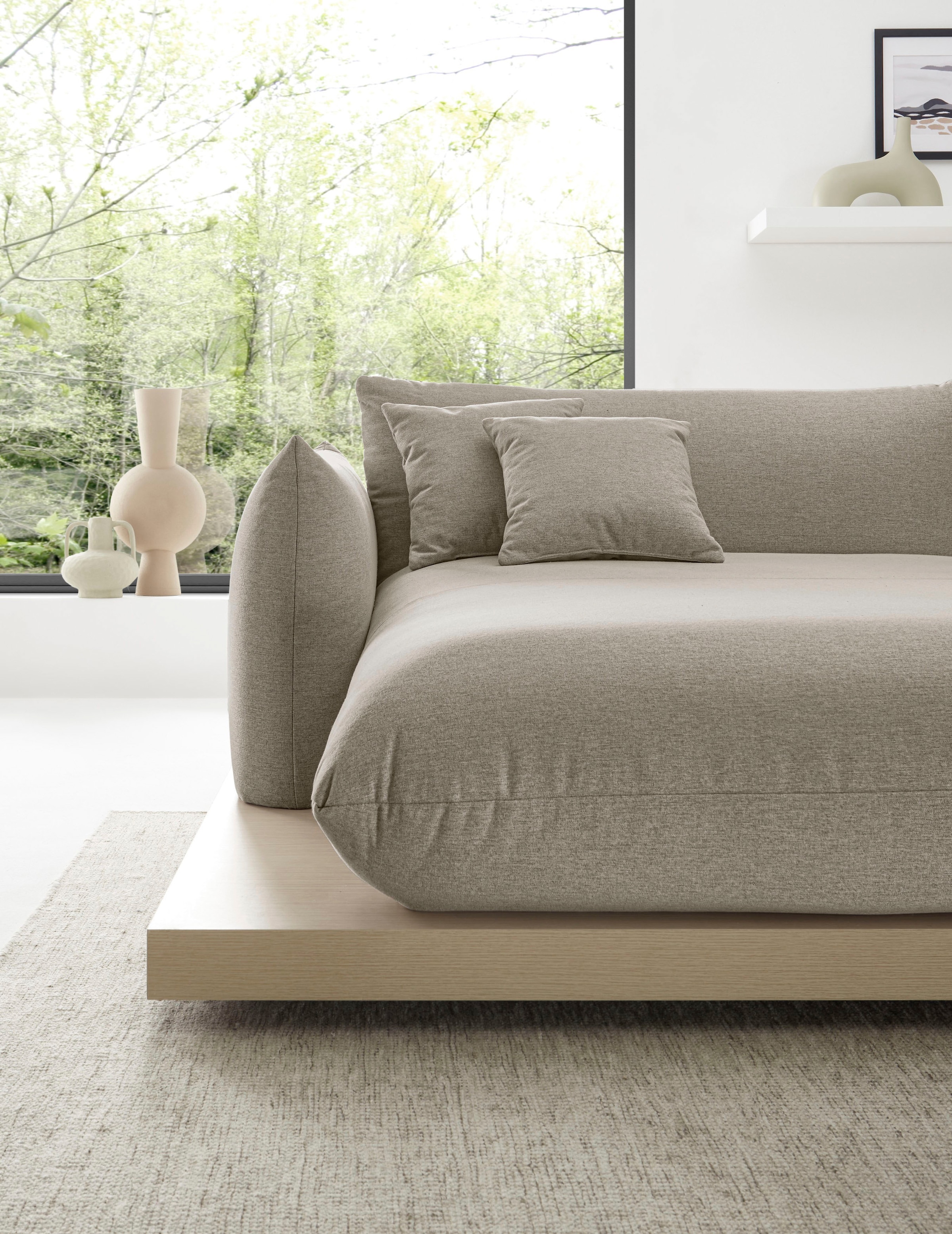 OTTO home Ecksofa »Kalix L-Form, 323 cm - OTTO. Verlässliche Qualität.« Designsofa, auf Holzplateau, Strukturstoff, hoher Sitzkomfort