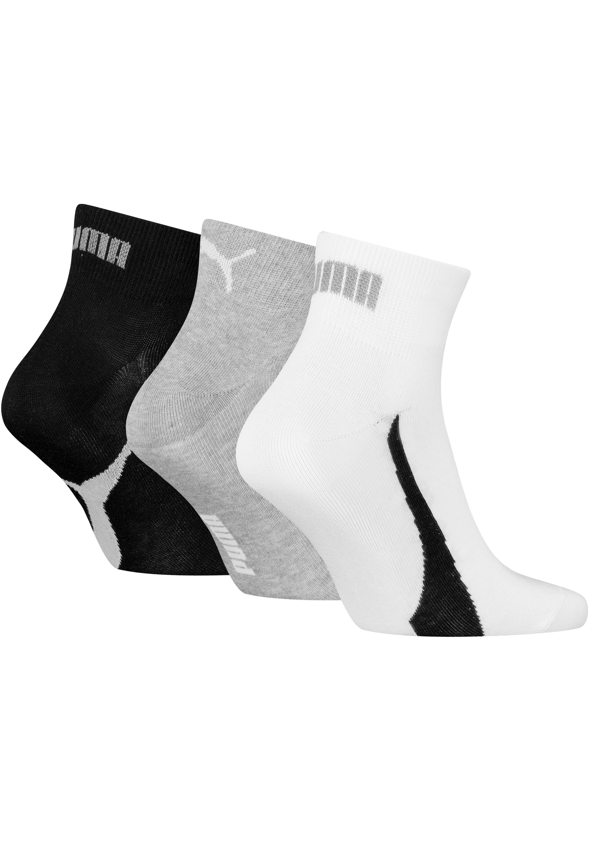 PUMA Kurzsocken »PUMA UNISEX LIFESTYLE QUARTER 3P« 3 Paar, 3 Paar tlg. mit kurzem geripptem Schaft