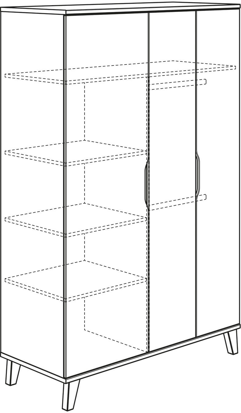 Home affaire Kleiderschrank »MICHA, Kinderschrank, Füße aus Massivholz«, (B/H/T ca. 132/200/52cm), viel Stauraum durch extra viele Einlegeböden
