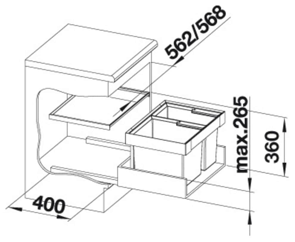 Blanco Mülltrennsystem »Flexon II 60/2«, 2 Behälter, Kunststoff, Stahlblech, 600 mm Untermass