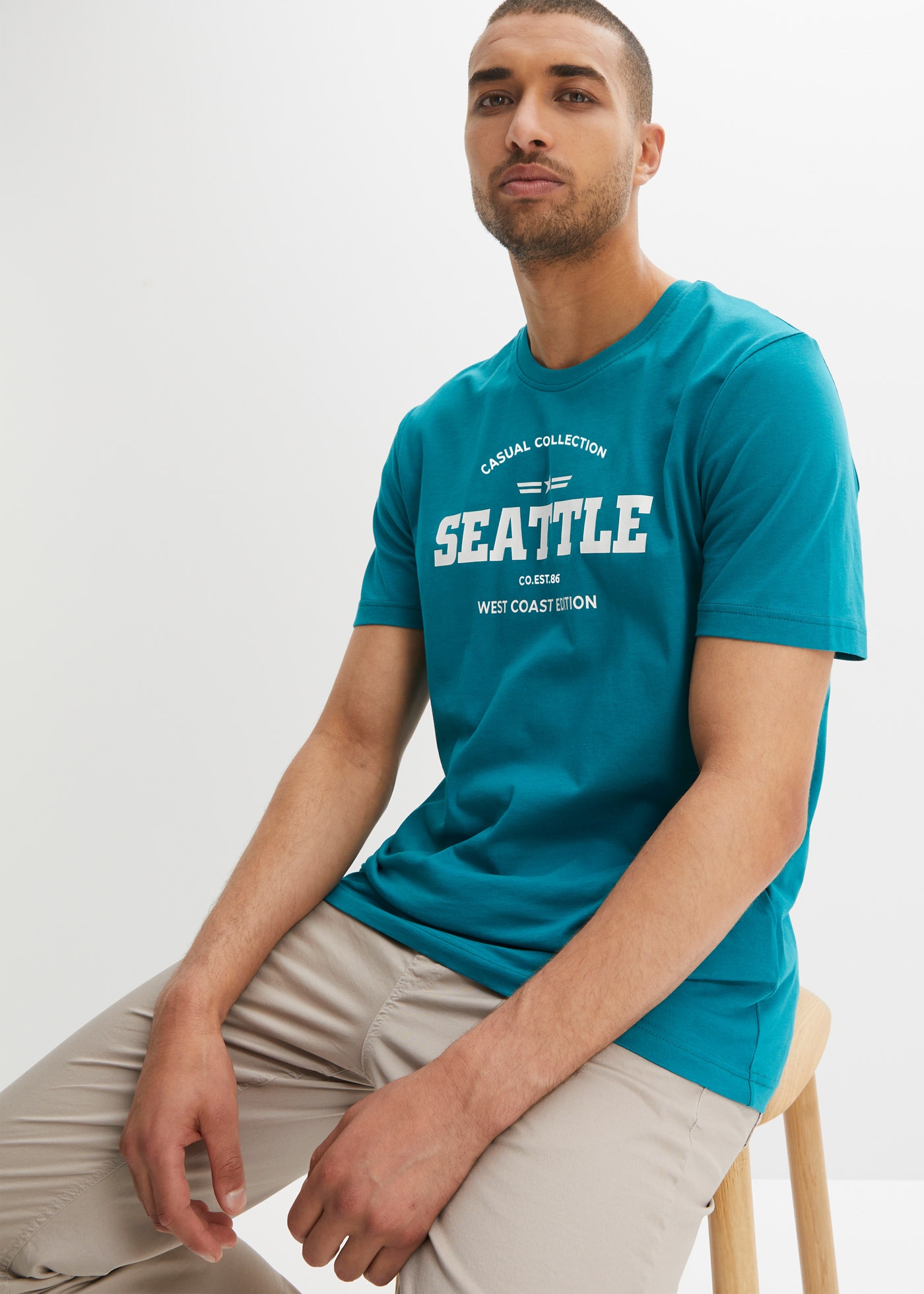 bonprix T-Shirt Packung, 2 Regular Fit Passform, Kurzarm-Design, aus Baumwolle