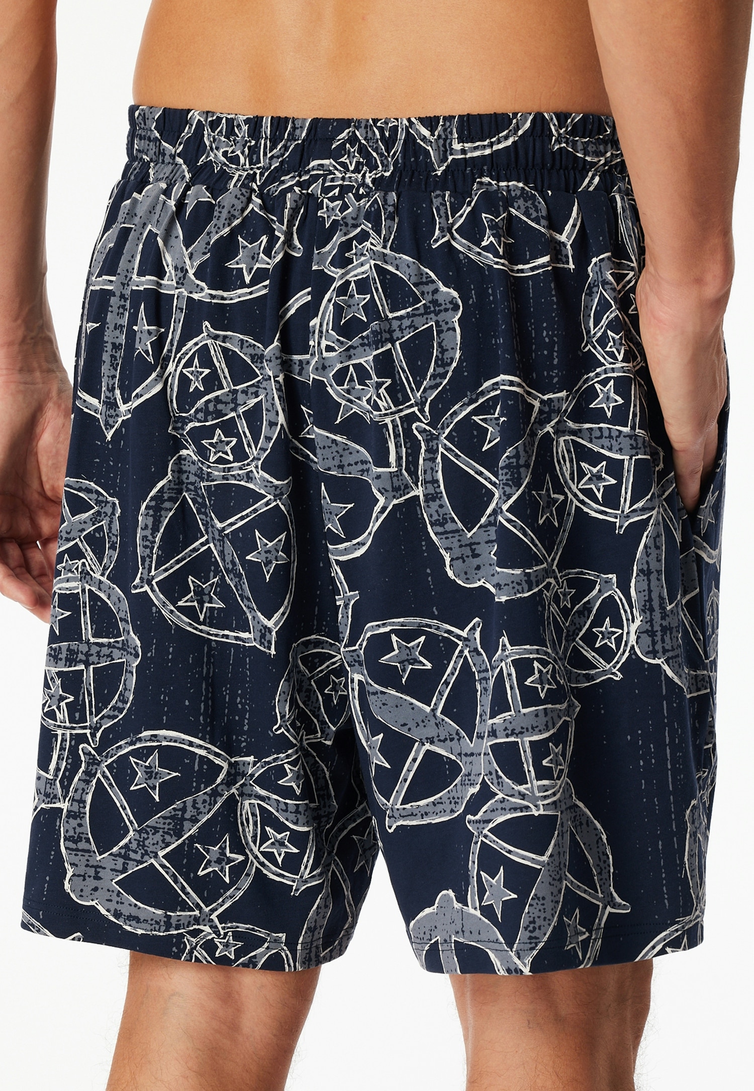 Schiesser Pyjamashorts »SCHIESSER 150 YEARS«, seitliche Taschen, Allover-Druck, Baumwolle