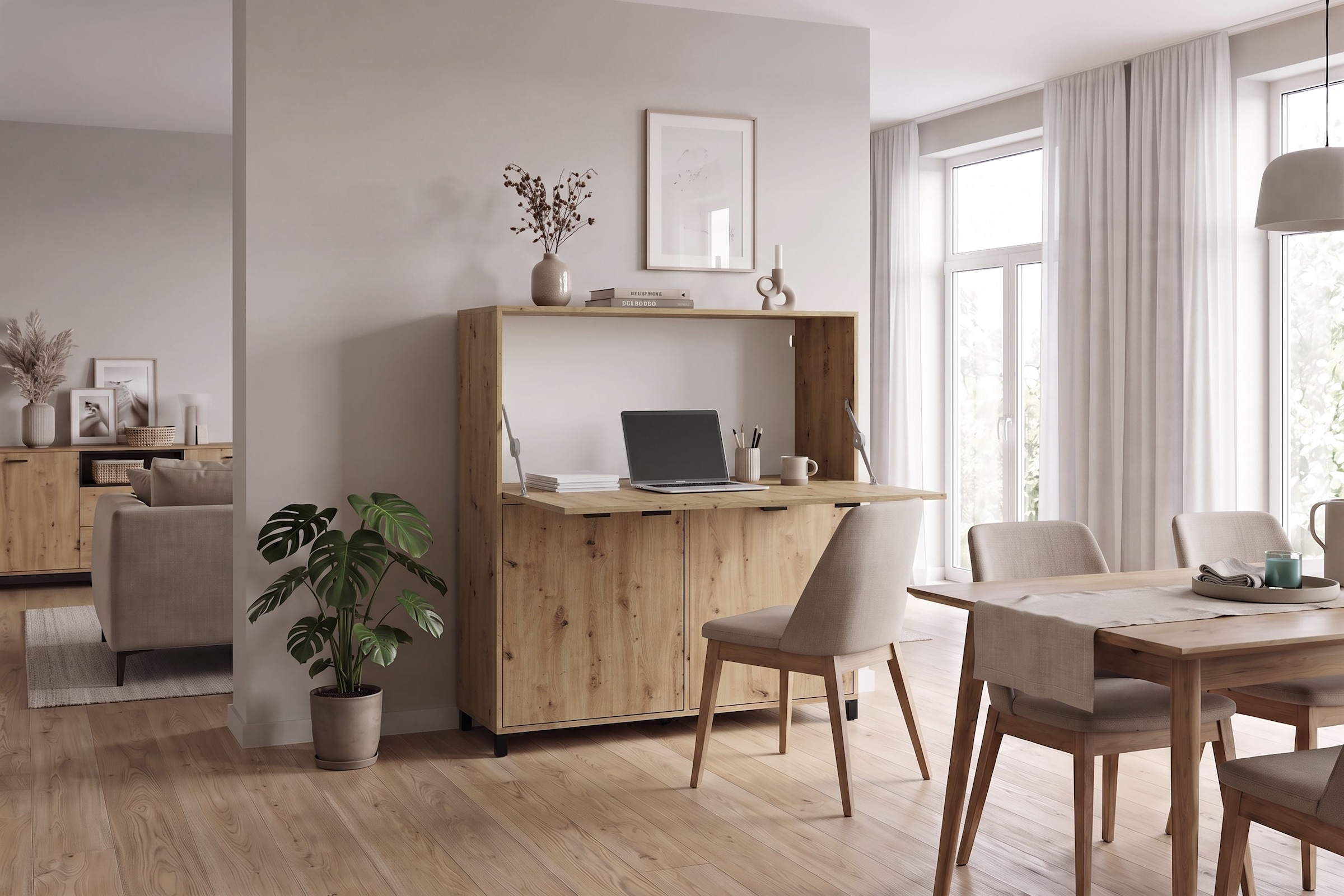 OTTO home Sekretär »Melton« platzsparende Arbeitslösung mit viel Stauraum, Breite 120 cm