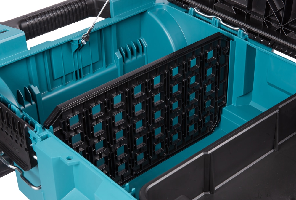 Makita Werkzeugtrolley »MAKTRAK  L »P-91001« max. 113 kg, 81,9 L, 23 cm Ø Räder, Gecko-Grip« Effizientes Be- und Entladen mit dem MAKTRAK Koffer Sortiment