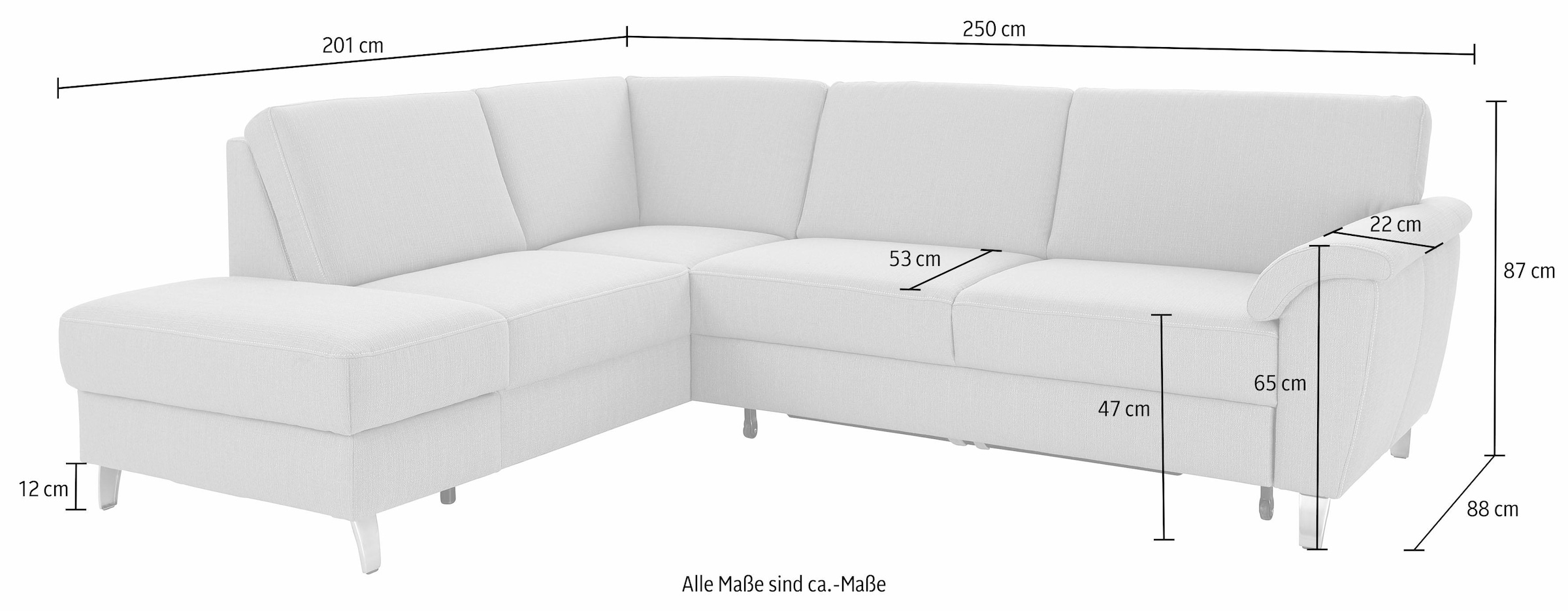 sit&more Ecksofa »Texel L-Form« mit Federkern, wahlweise mit Bettfunktion und Bettkasten