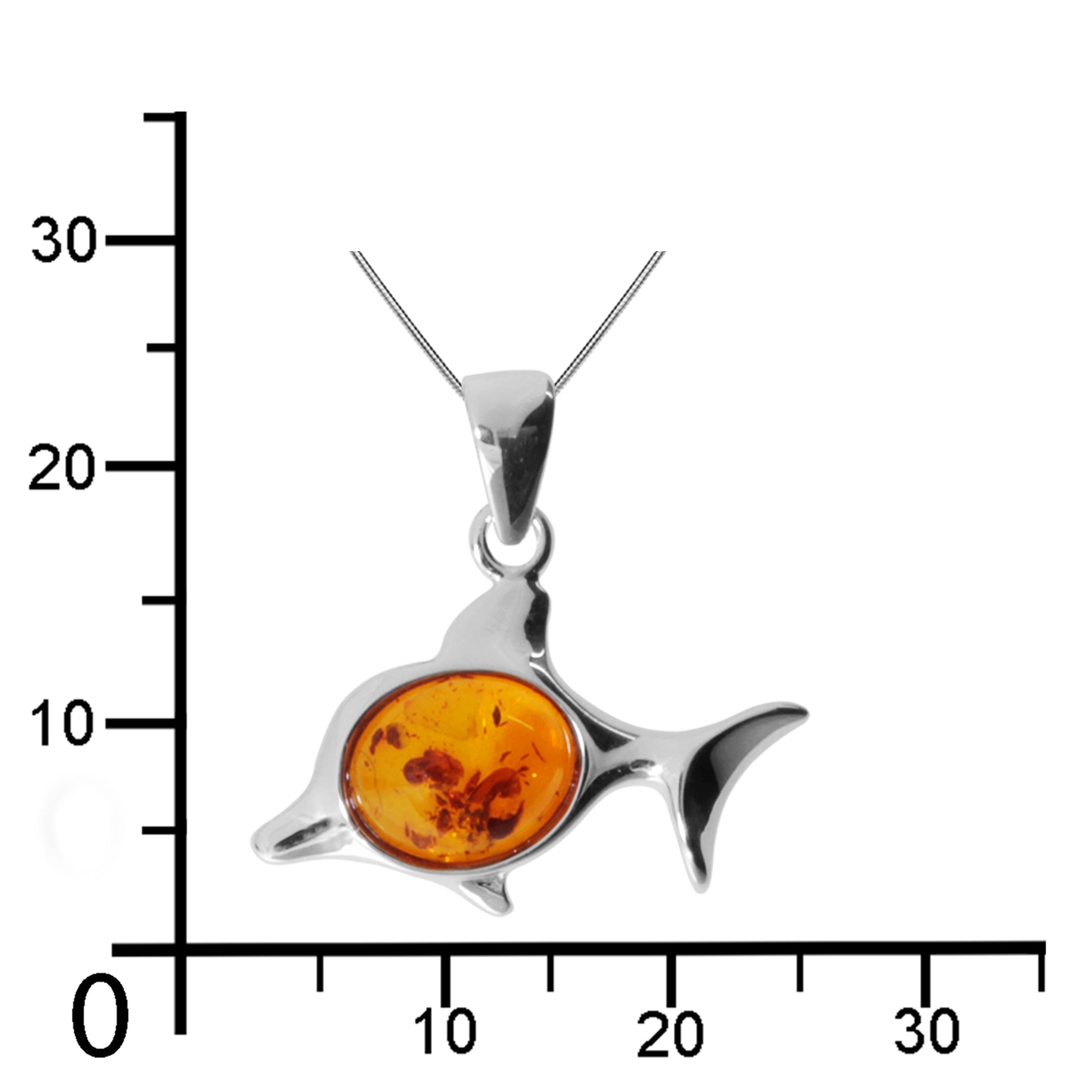 OSTSEE-SCHMUCK Kette mit Anhänger »- Fisch - Silber 925/000 - Bernstein«