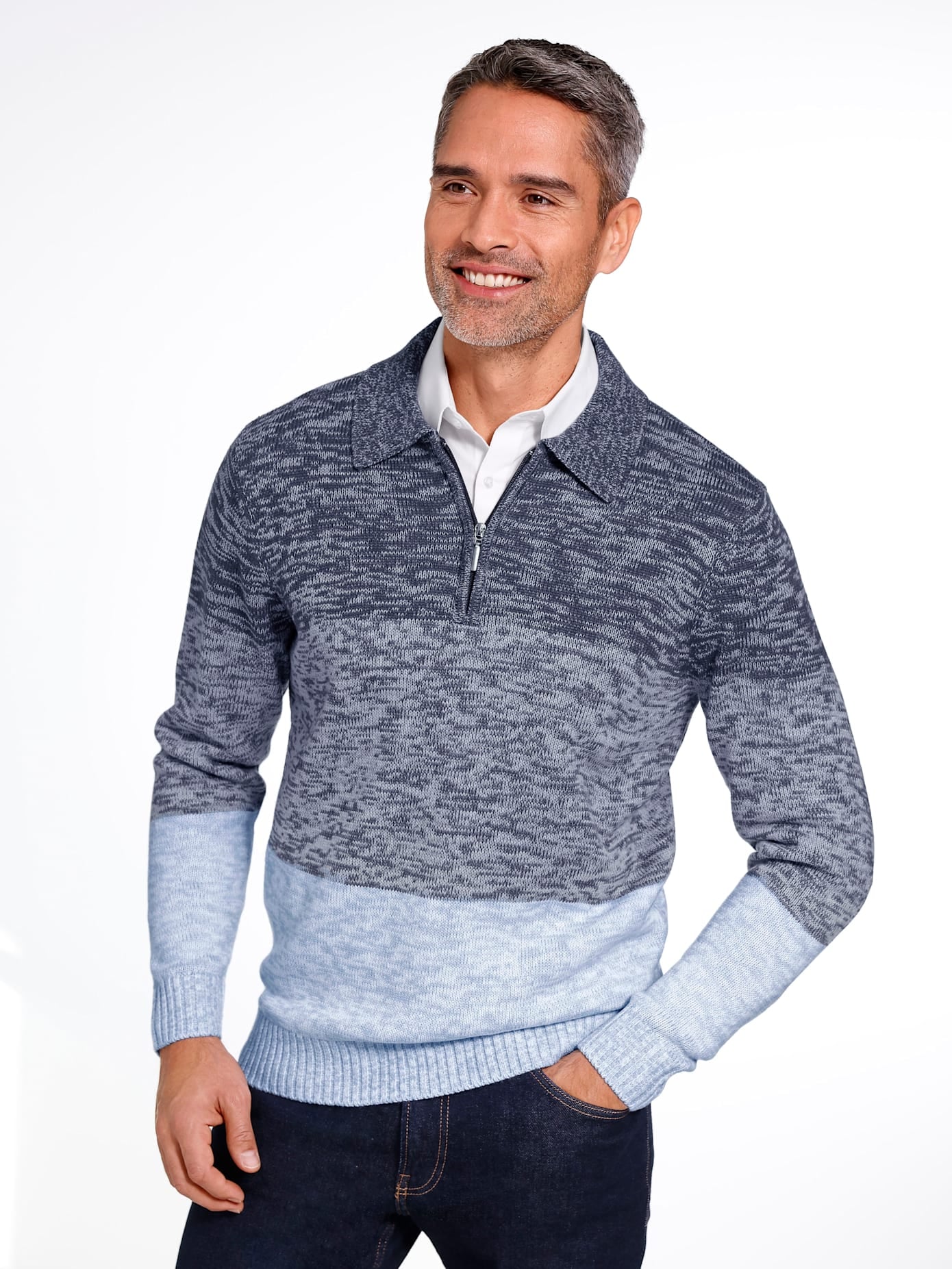 Classic Herren Polokragenpullover »Pullover« in blau, Größe 56