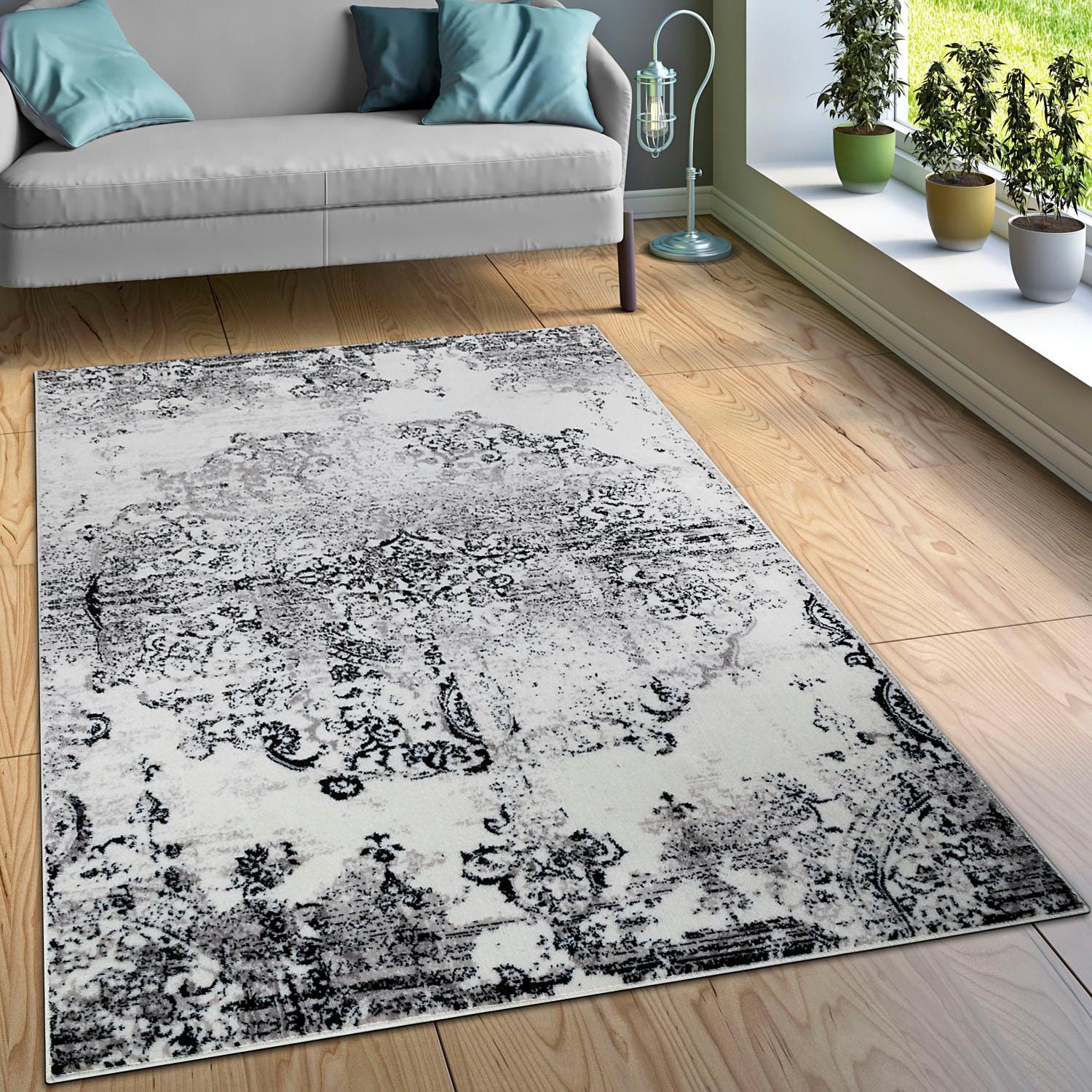 Paco Home Teppich »Tara 210«, rechteckig, 12 mm Höhe, Kurzflor, Vintage Design, Wohnzimmer