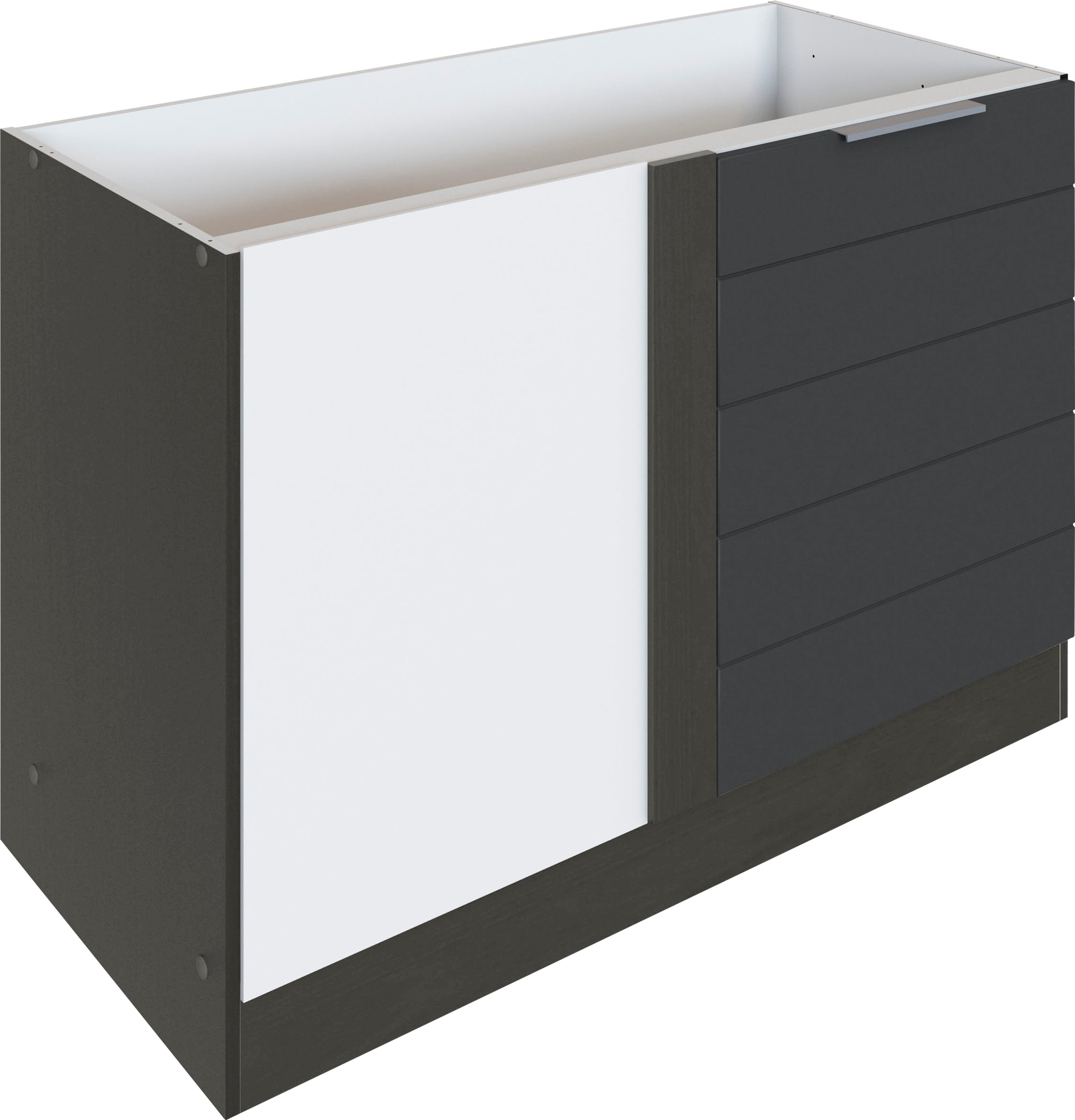 KOCHSTATION Eckunterschrank »KS-Luhe« 120 cm breit, hochwertige MDF-Fronten mit waagerechter Lisene