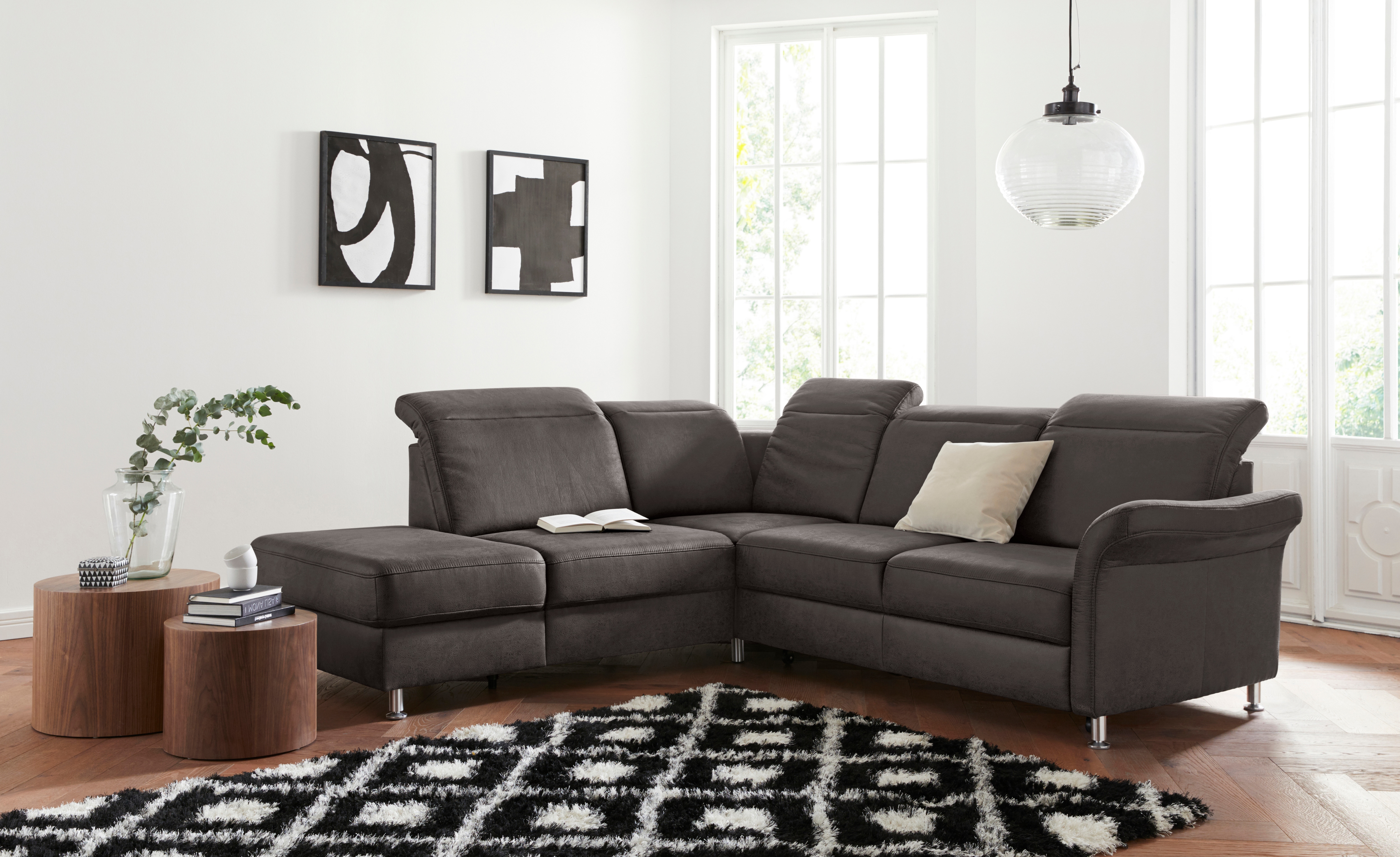 sit&more Ecksofa "Darwin L-Form" inklusive Federkern, wahlweise mit Kopfteilverstellung, Schlaffunktion