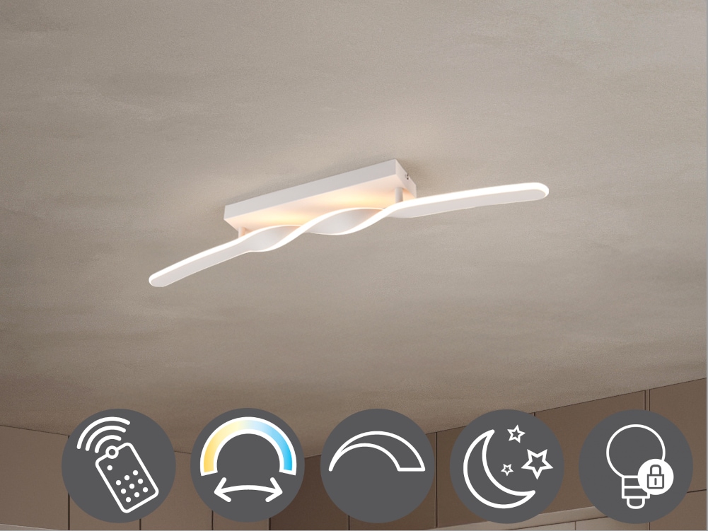 OTTO home LED Deckenleuchte »ADELLA, LED Deckenlampe 20W 2500 Lumen CCT 2700-6500K Lichtfarbe« LED-Board 1 Stk. warmweiß - kaltweiß Fernbedienung, dimmbar, Nachtlicht Memoryfunktion, Metall warm grey